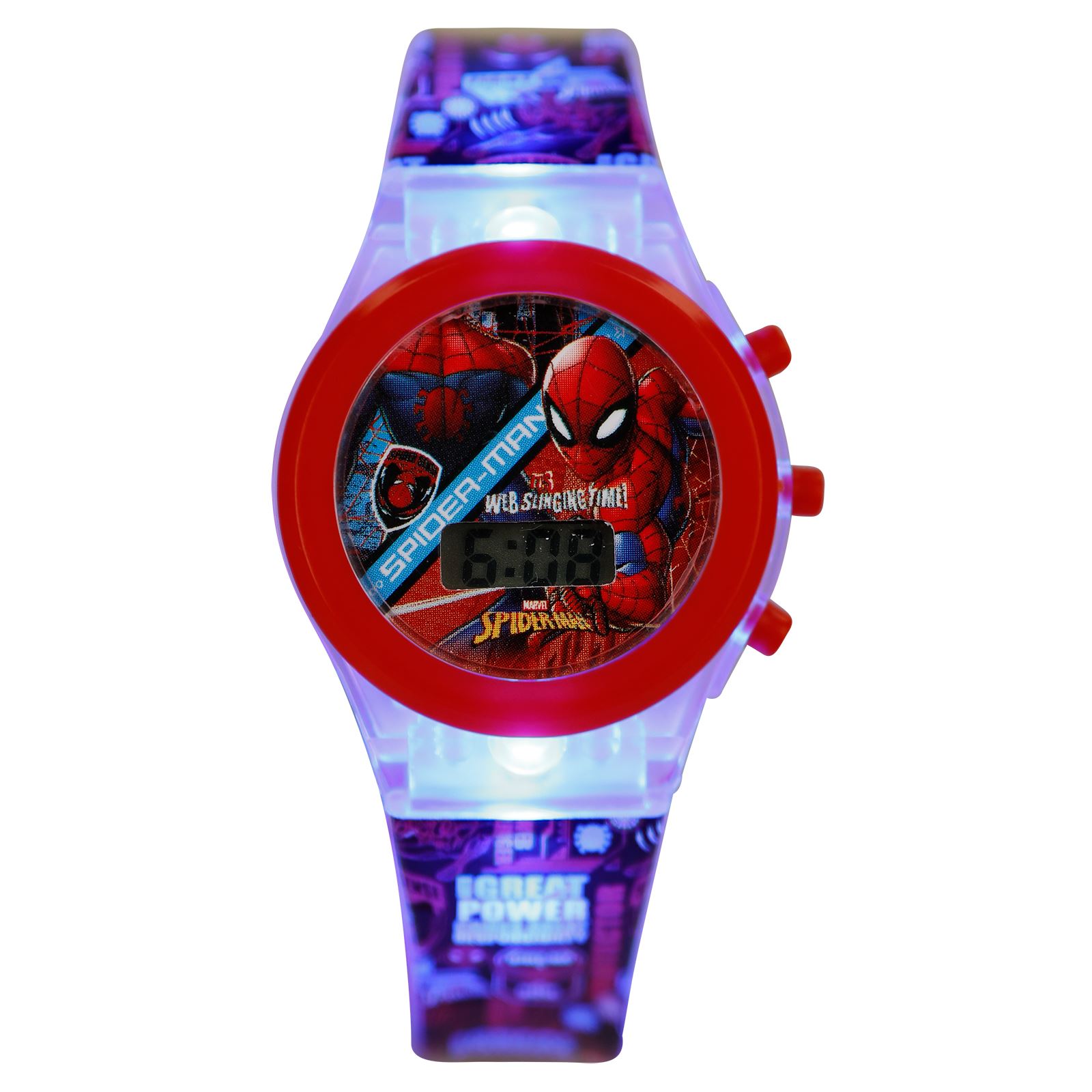 Spiderman Frocx Lisanslı Led Işıklı Dijital Kol Saati Kırmızı
