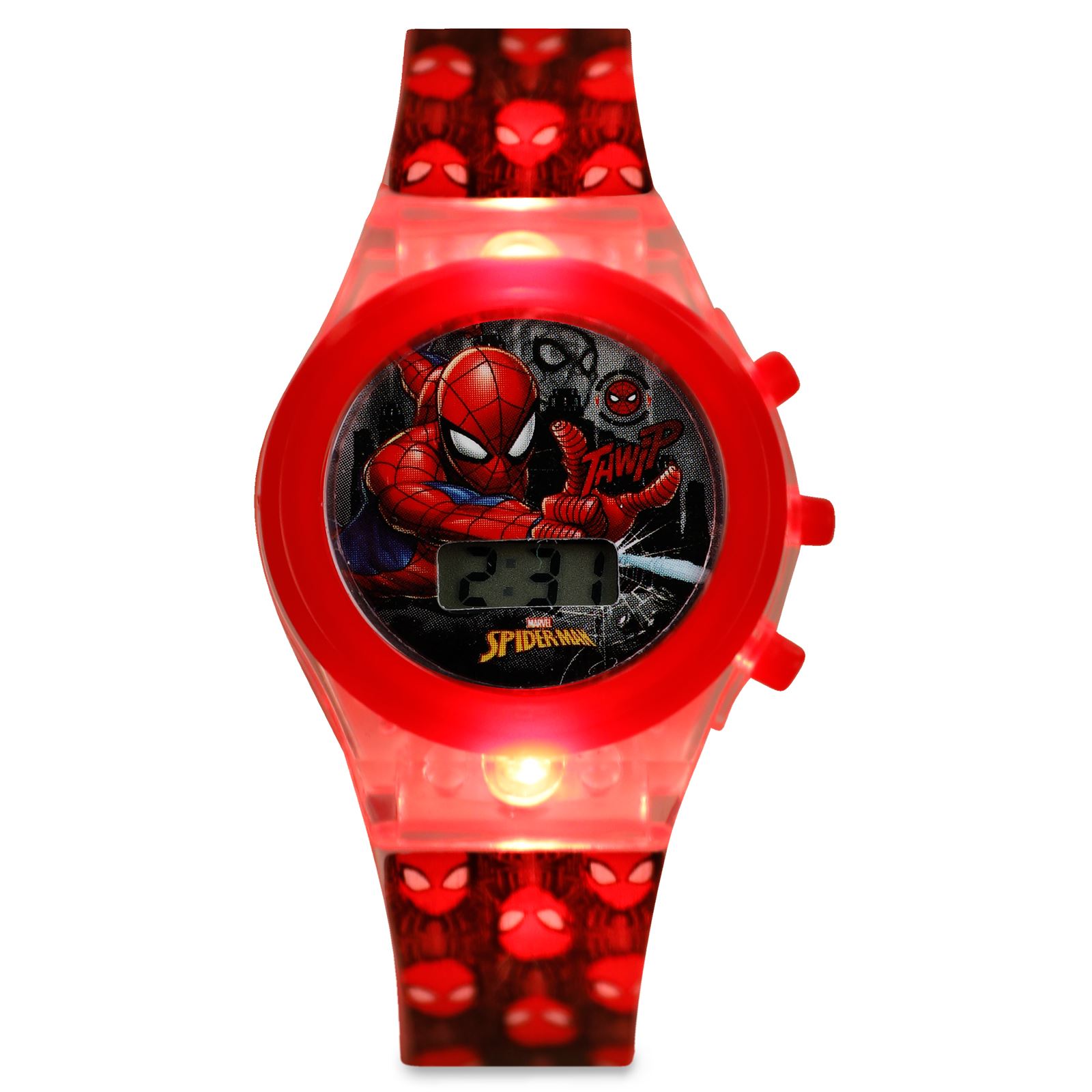 Spiderman Frocx Lisanslı Led Işıklı Dijital Kol Saati Kırmızı