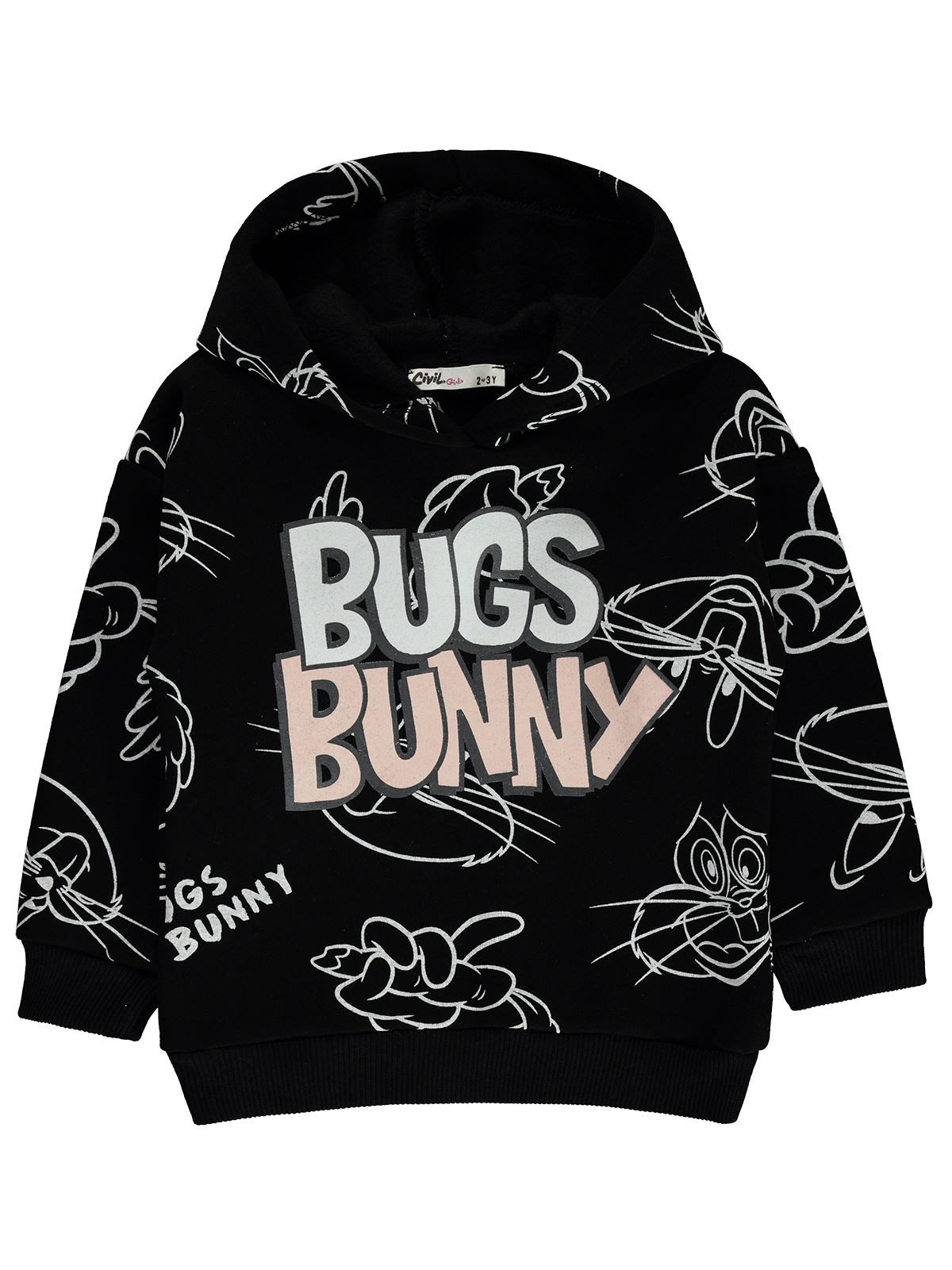 Bugs Bunny Kız Çocuk Sweatshirt 2-5 Yaş Siyah