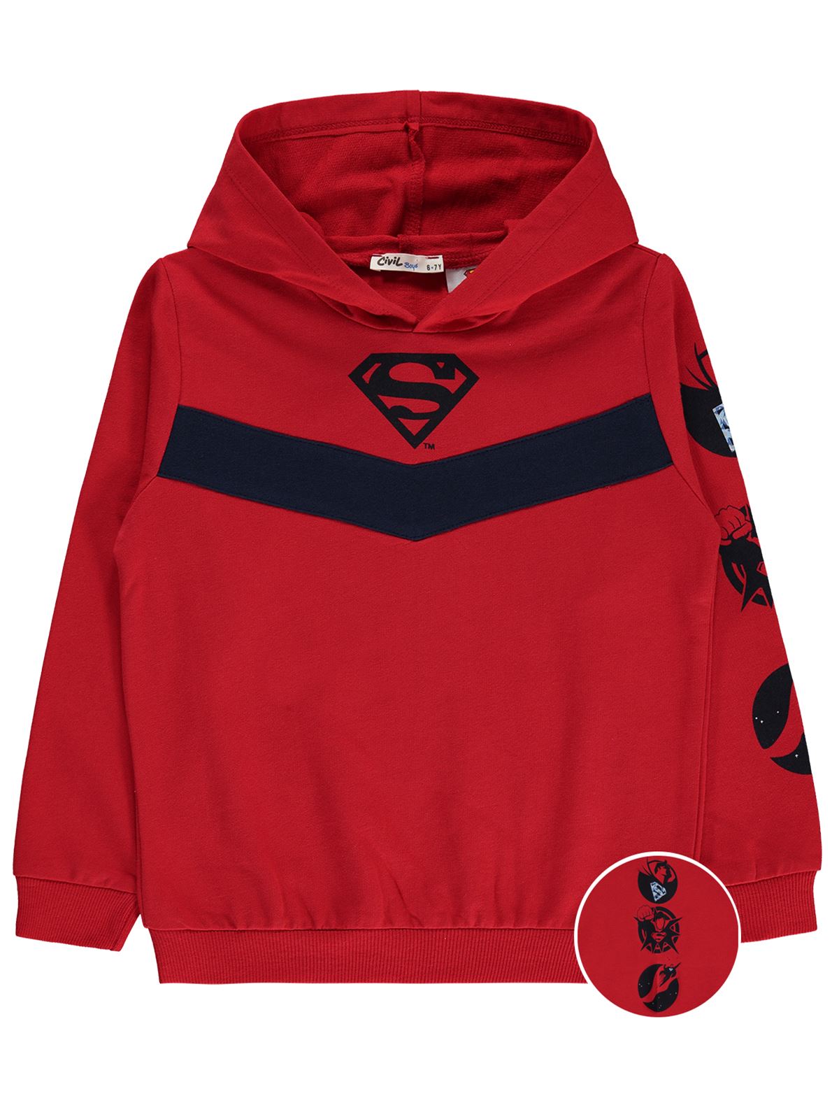 Superman Erkek Çocuk Kapüşonlu Sweatshirt 6-9 Yaş Kırmızı