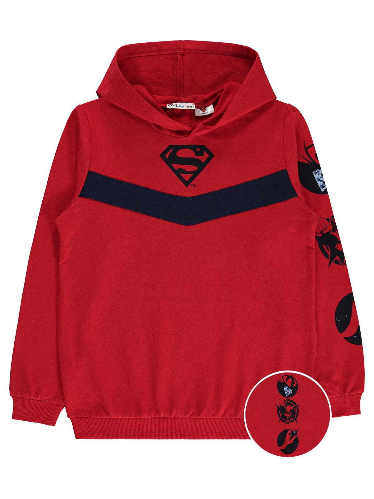 Superman Erkek Çocuk Kapüşonlu Sweatshirt 10-13 Yaş Kırmızı