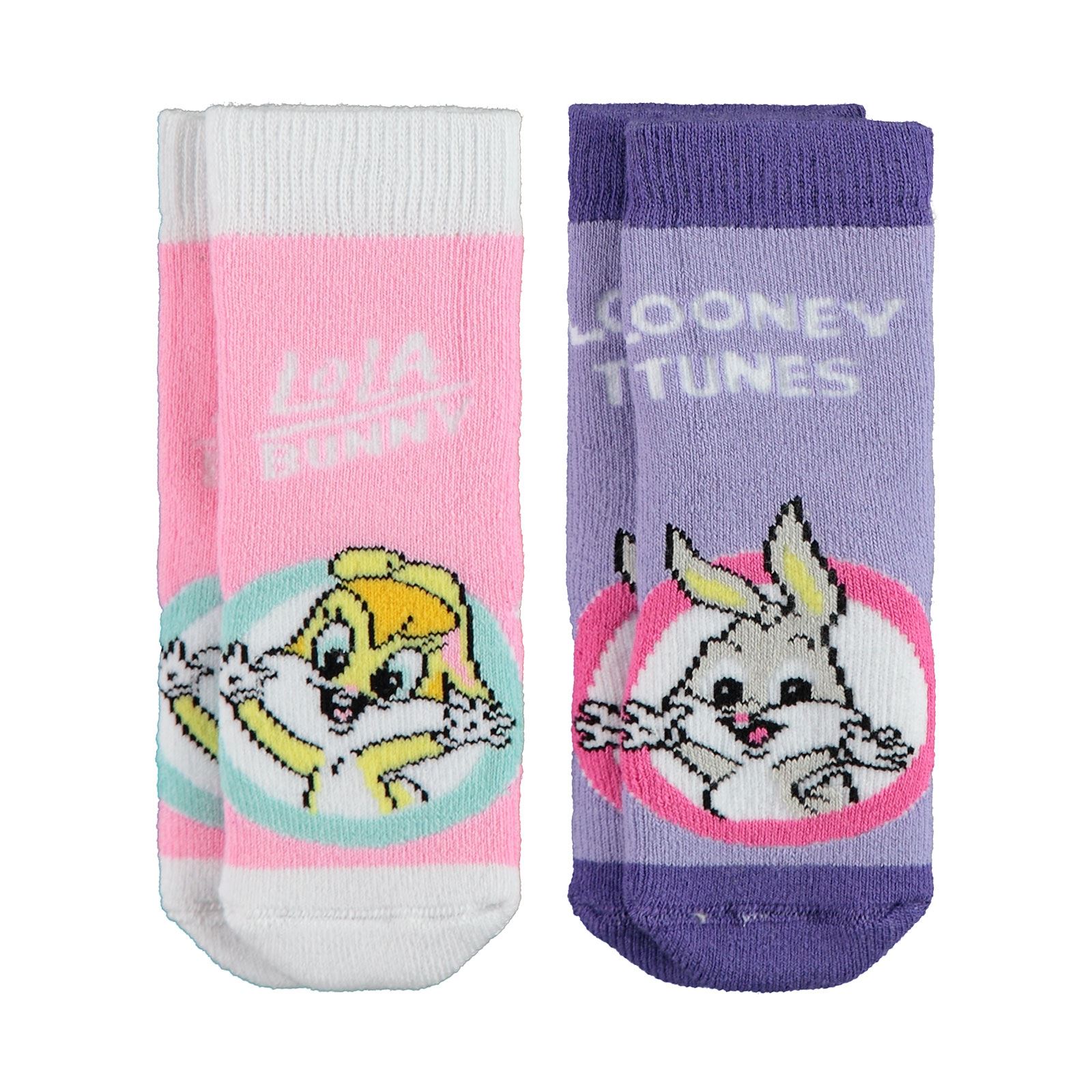 Looney Tunes Kız Bebek 2'li Havlu Çorap Set 0-12 Ay Mor