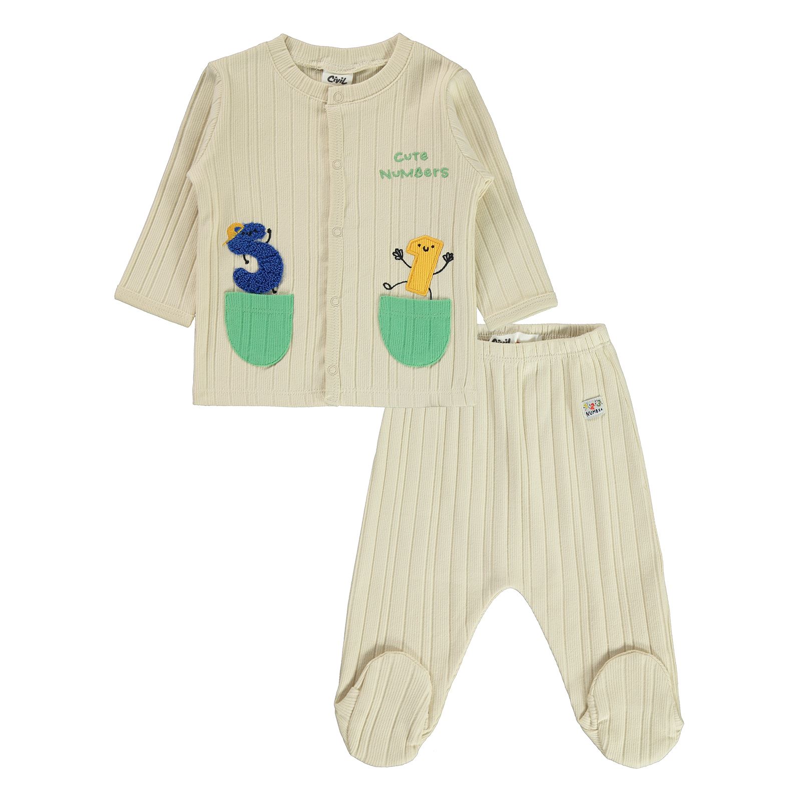 Civil Baby Erkek Bebek Pijama Takımı 3-6 Ay Fil Dişi