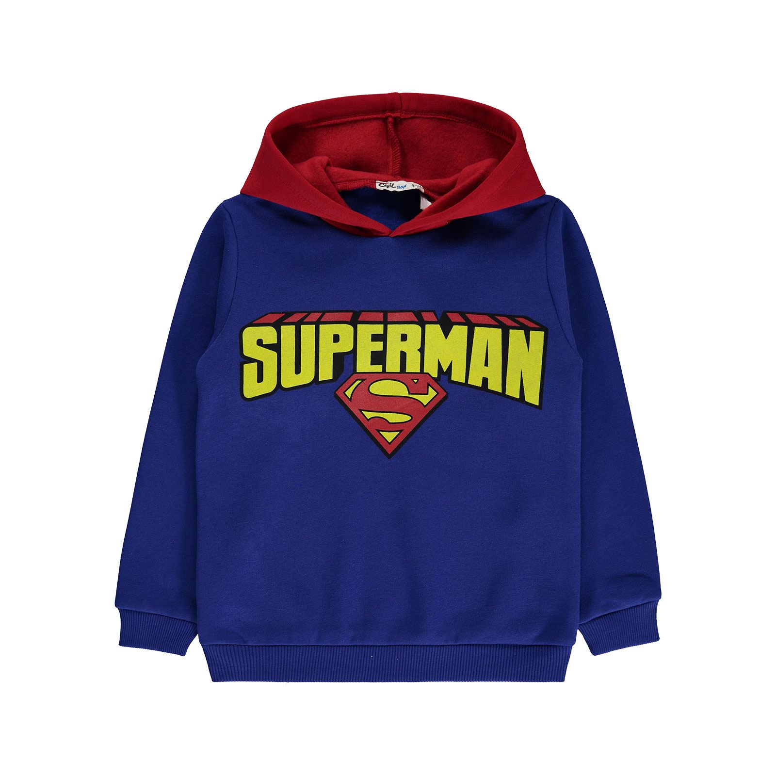 Superman Erkek Çocuk Kapüşonlu Sweatshirt 10-13 Yaş Saks Mavisi