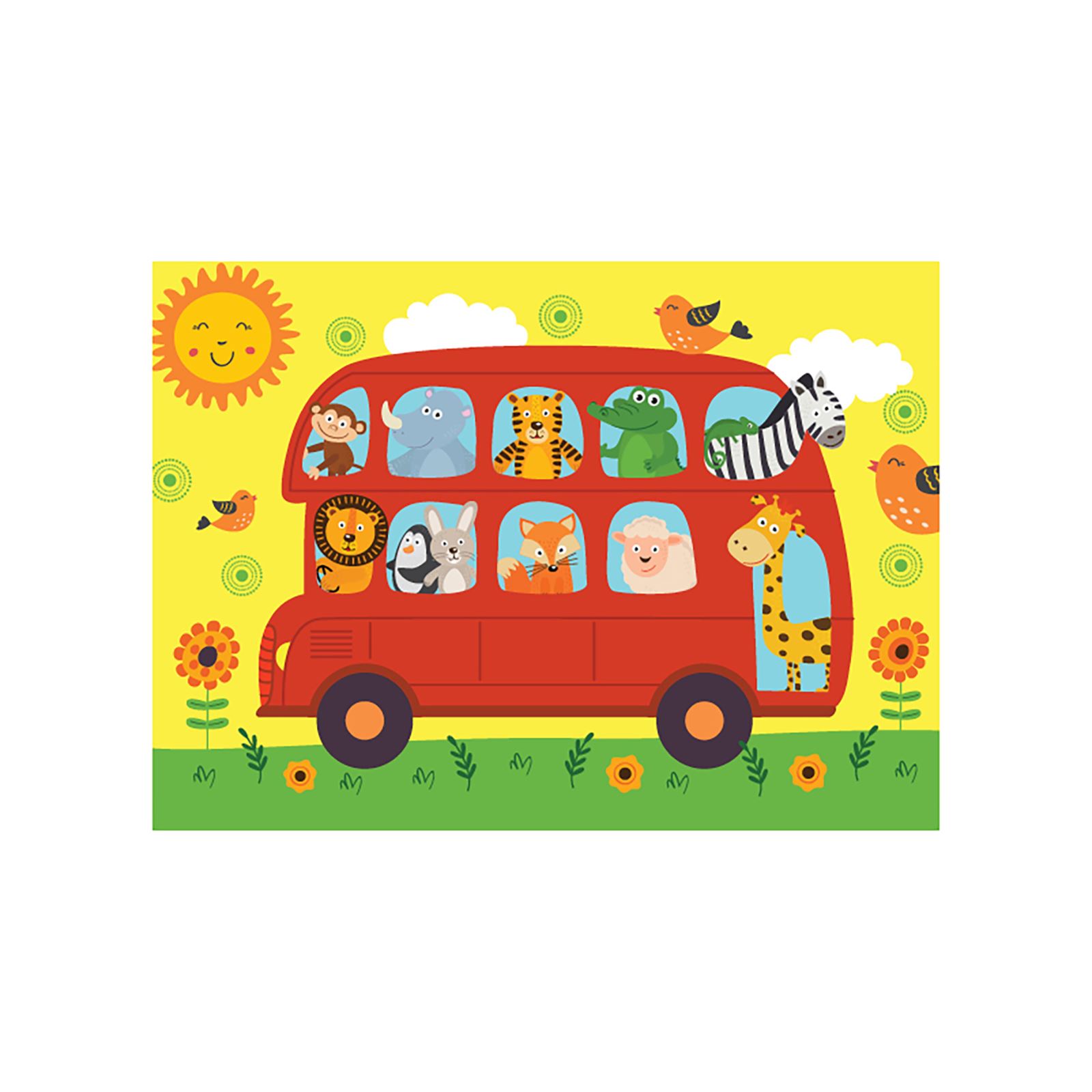 Neverland Hayvanlarla Otobüs Puzzle 50 Parça Renkli