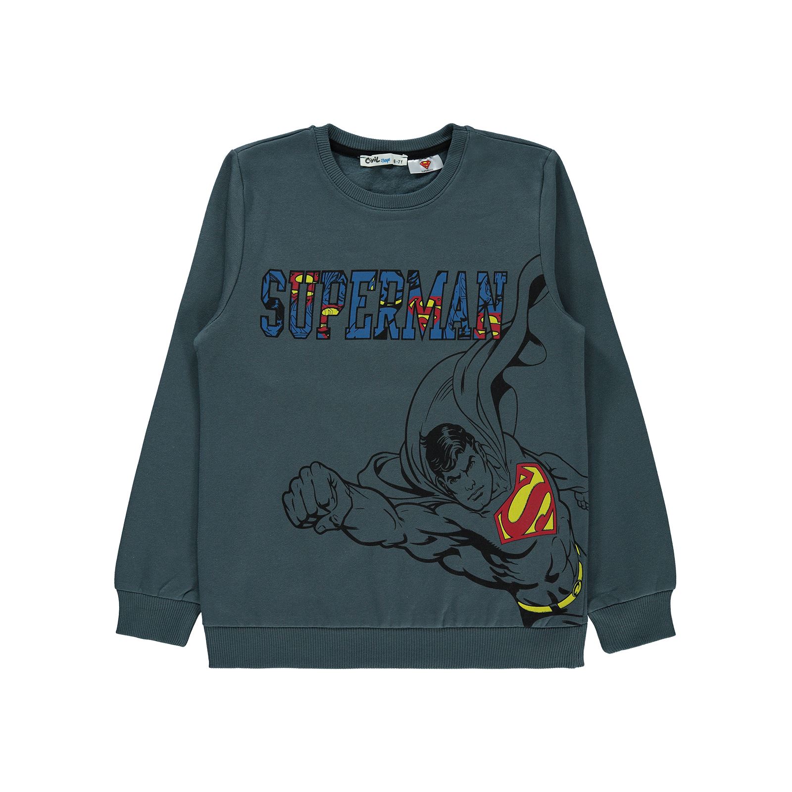 Superman Erkek Çocuk Sweatshirt 6-9 Yaş Antrasit