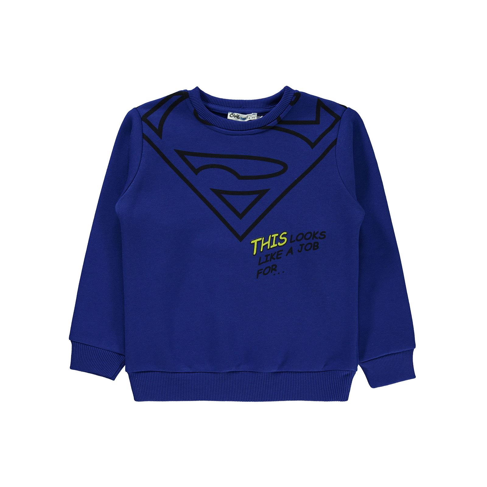Superman Erkek Çocuk Sweatshirt 10-13 Yaş Saks Mavisi