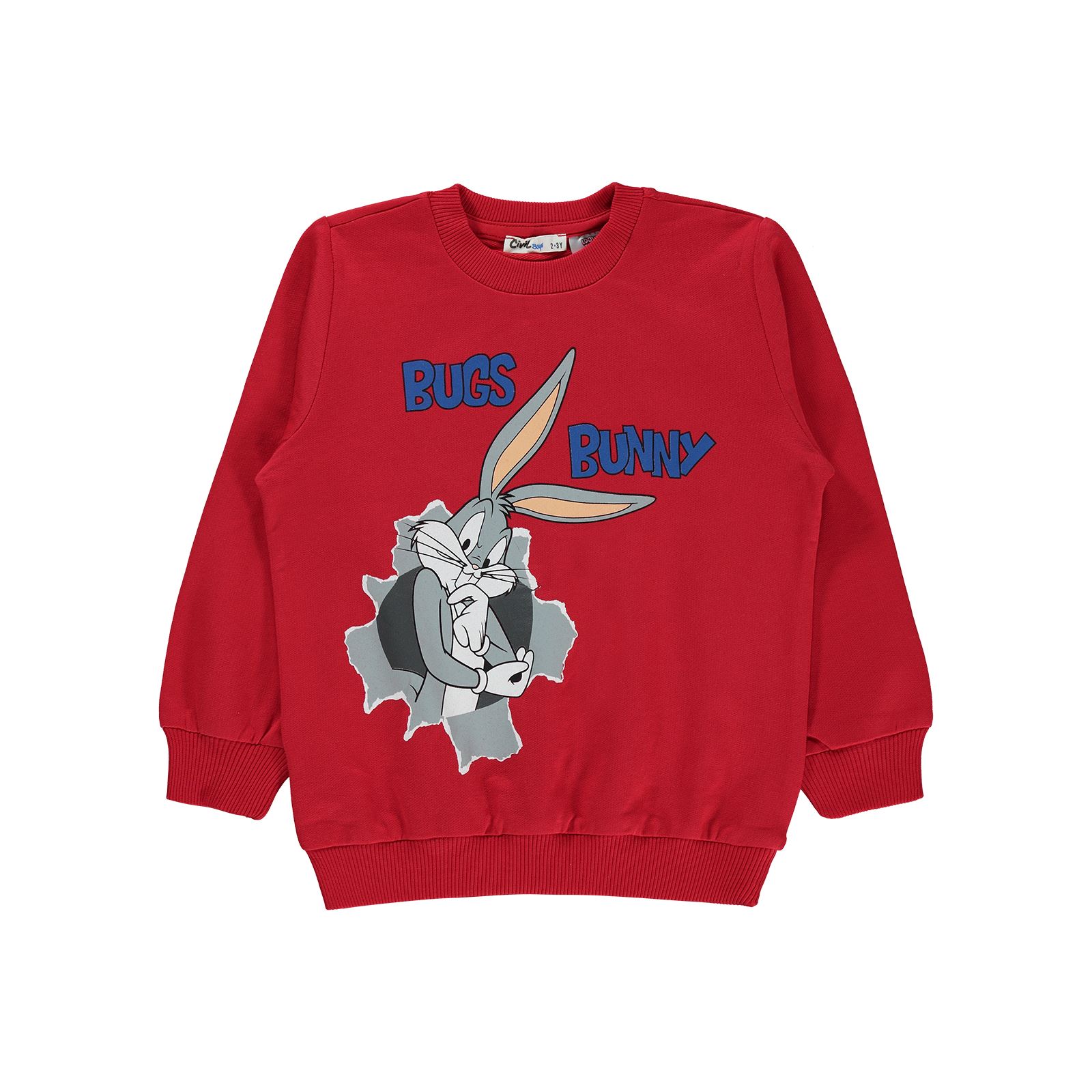 Bugs Bunny Erkek Çocuk Sweatshirt 2-5 Yaş Kırmızı