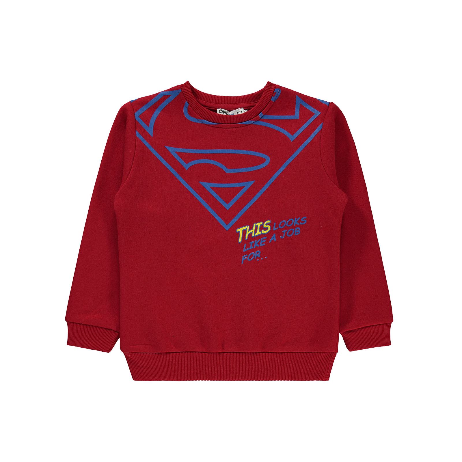 Superman Erkek Çocuk Sweatshirt 6-9 Yaş Kırmızı