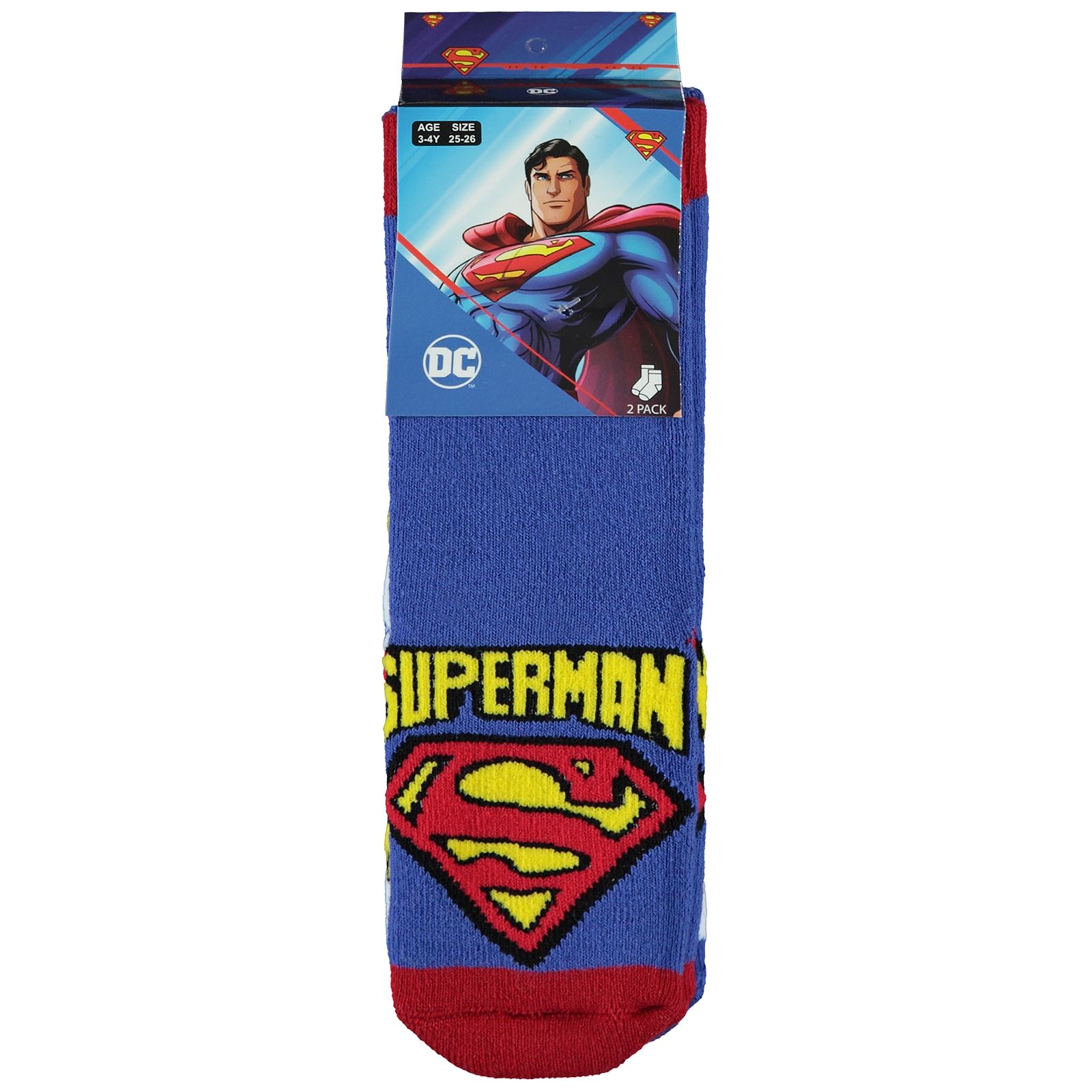 Süperman Erkek Çocuk 2'li Havlu Çorap Set 3-11 Yaş Lacivert
