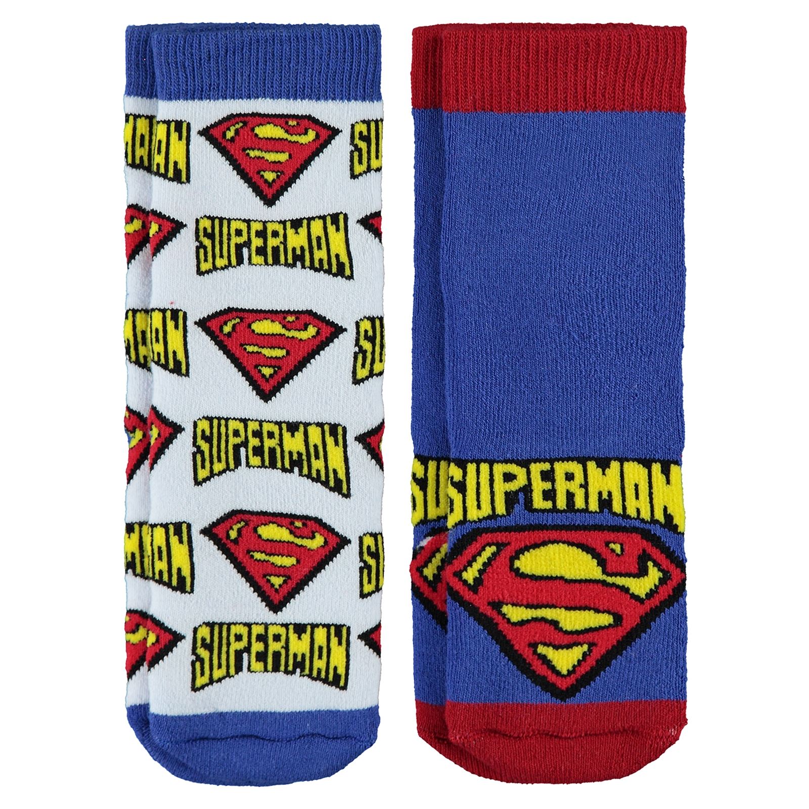 Süperman Erkek Çocuk 2'li Havlu Çorap Set 3-11 Yaş Lacivert