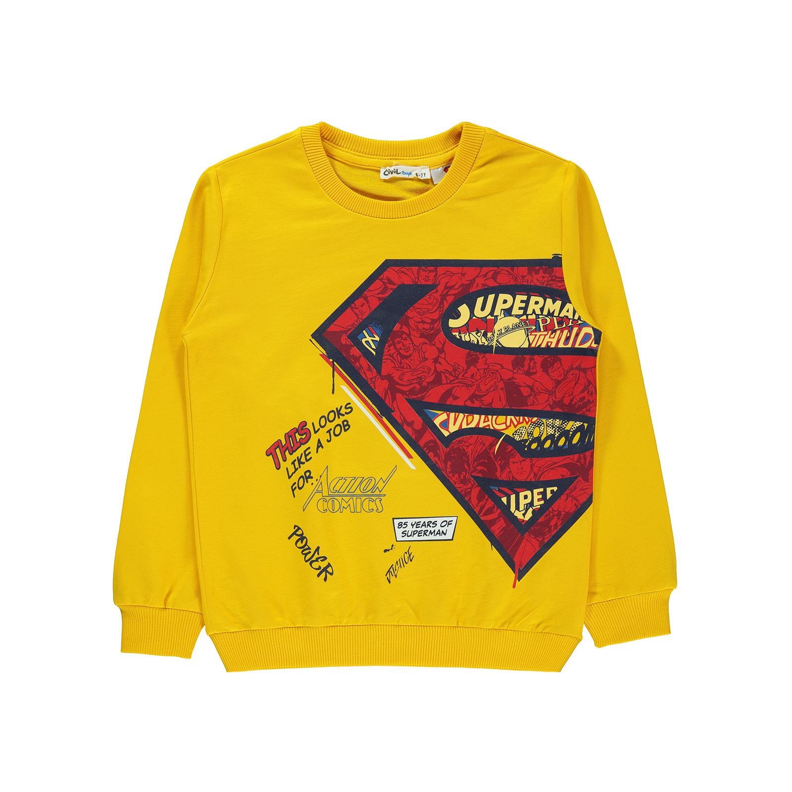 Superman Erkek Çocuk Sweatshirt 6-9 Yaş Hardal