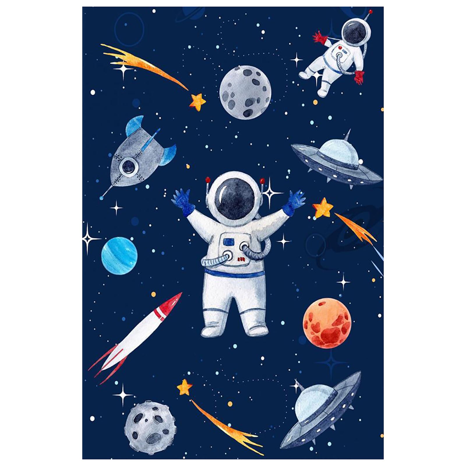 Kujju Astronot Çocuk Odası Halısı 100x160 Cm Lacivert