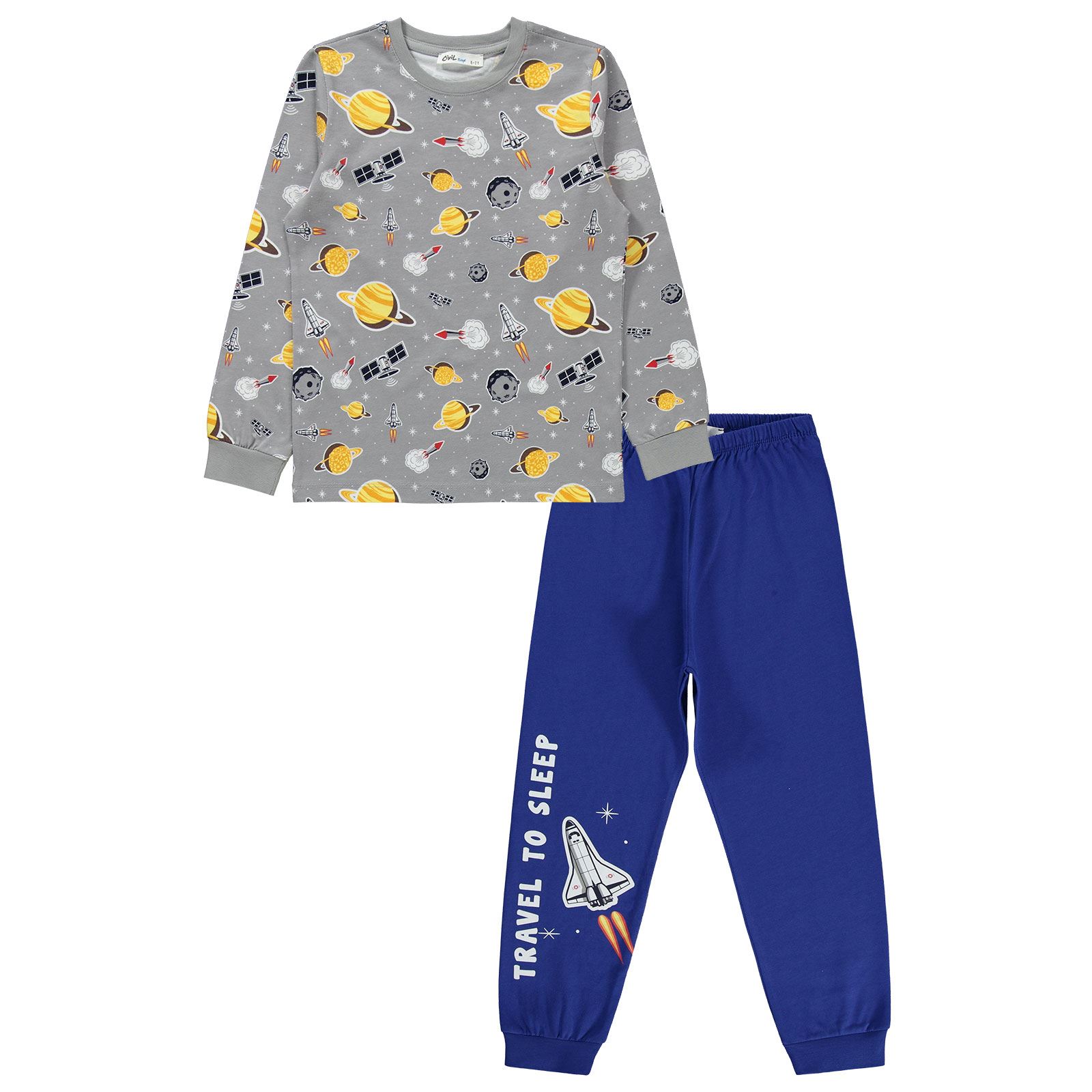 Civil Boys Erkek Çocuk Pijama Takımı 10-13 Yaş Gri