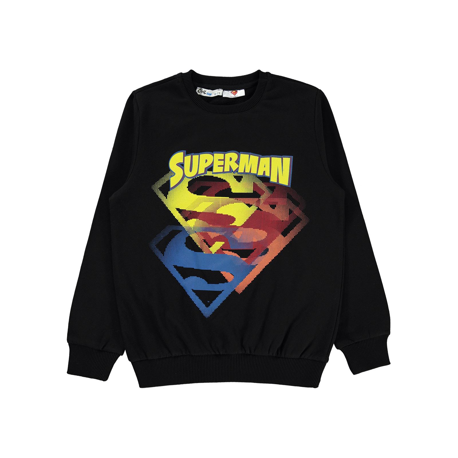 Superman Erkek Çocuk Sweatshirt 6-9 Yaş Siyah