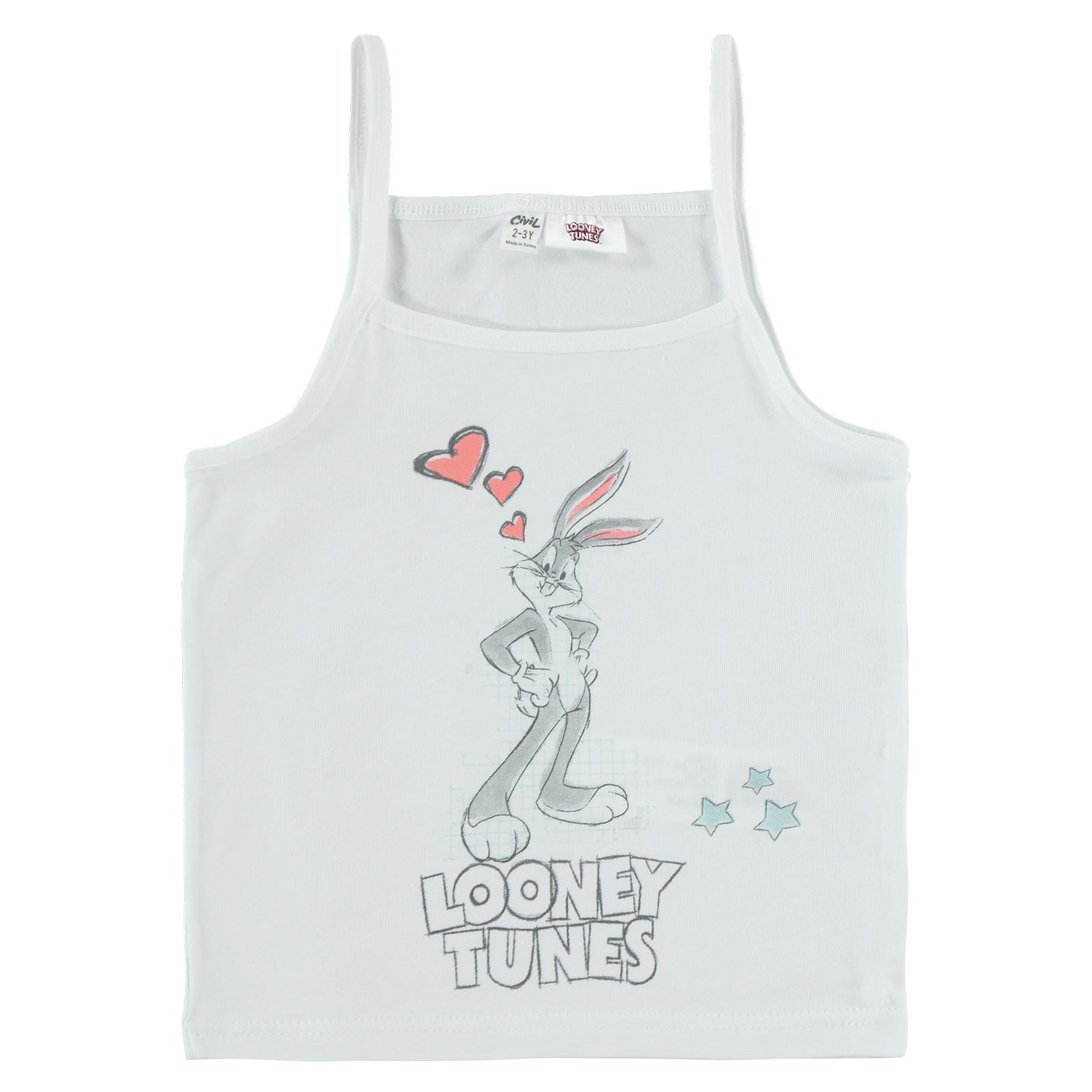 Bugs Bunny Kız Çocuk 2'li Atlet Set 2-10 Yaş Beyaz