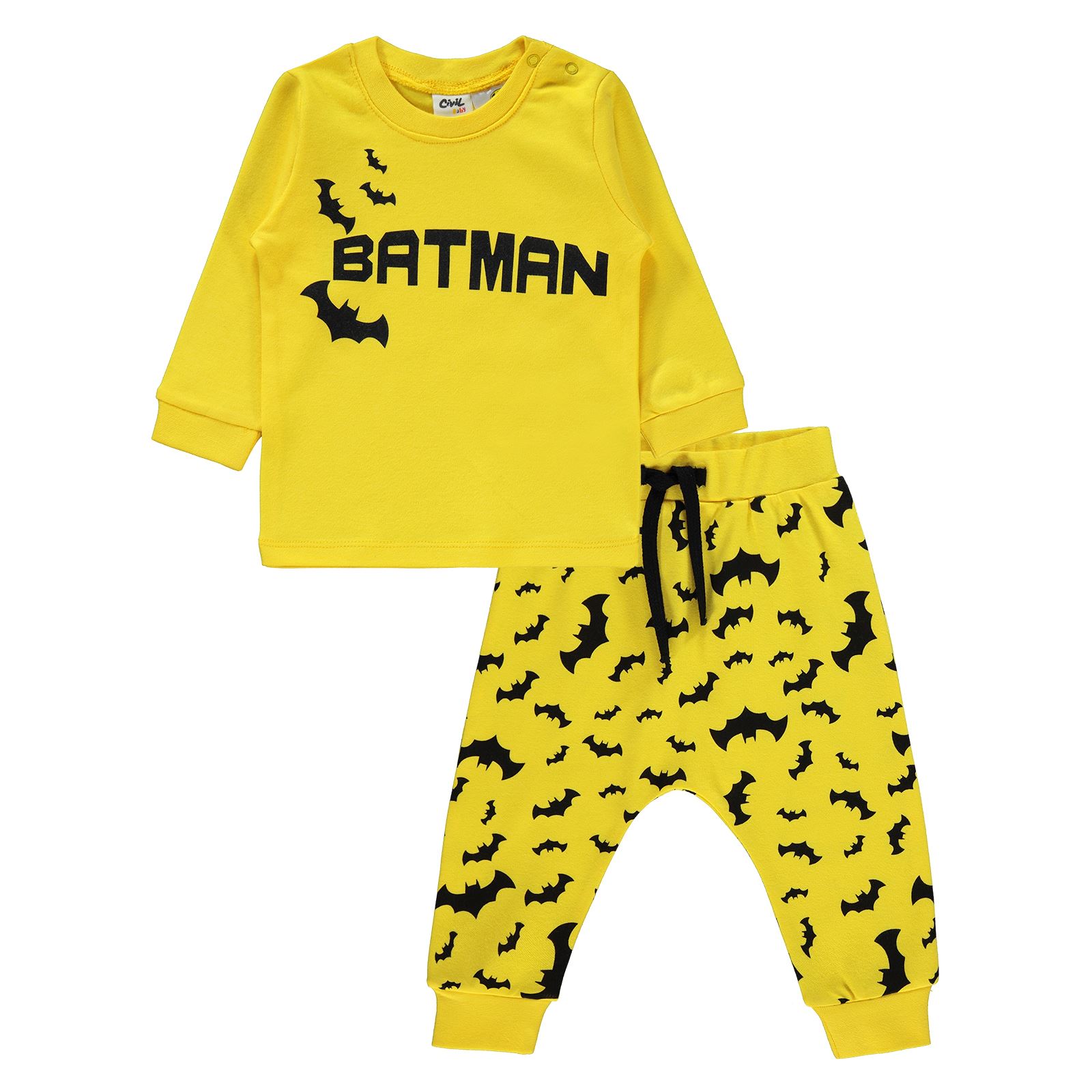 Batman Erkek Bebek Takım 6-18 Ay Sarı
