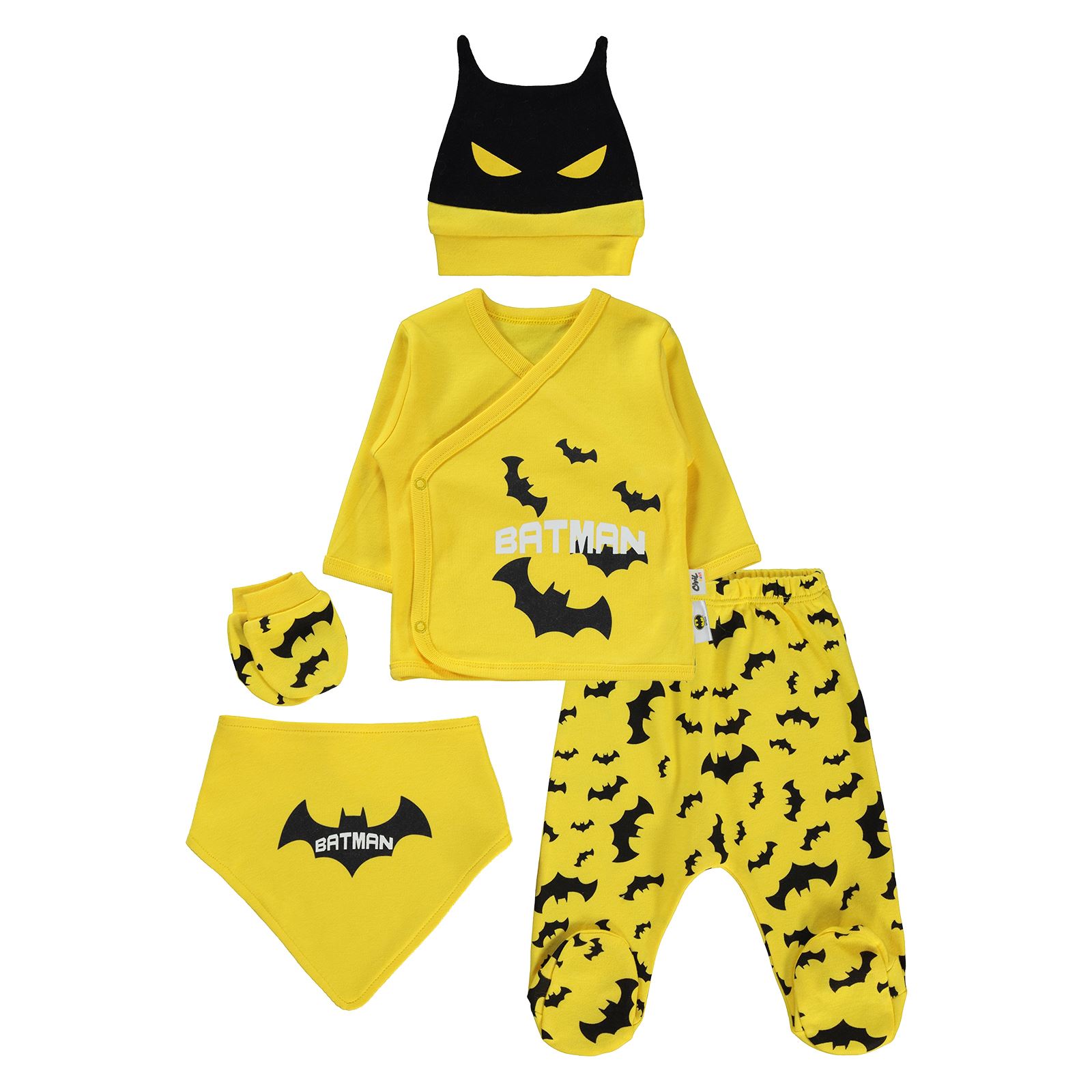 Batman Erkek Bebek 5'li Zıbın Takımı Sarı