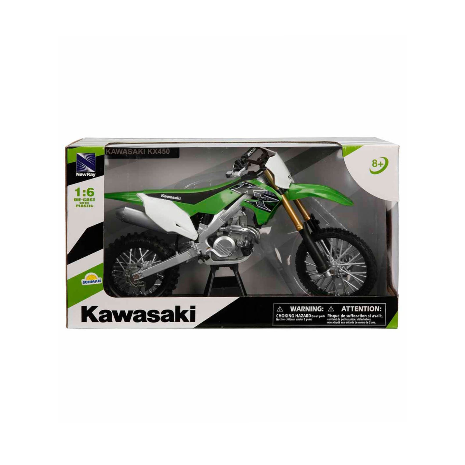 Newray 1:6 Kawasaki KX 450F 2012 Model Motor Yeşil