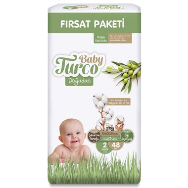 Baby Turco Doğadan Fırsat Paketi Bebek Bezi 2 Mini Numara 48 Adet 