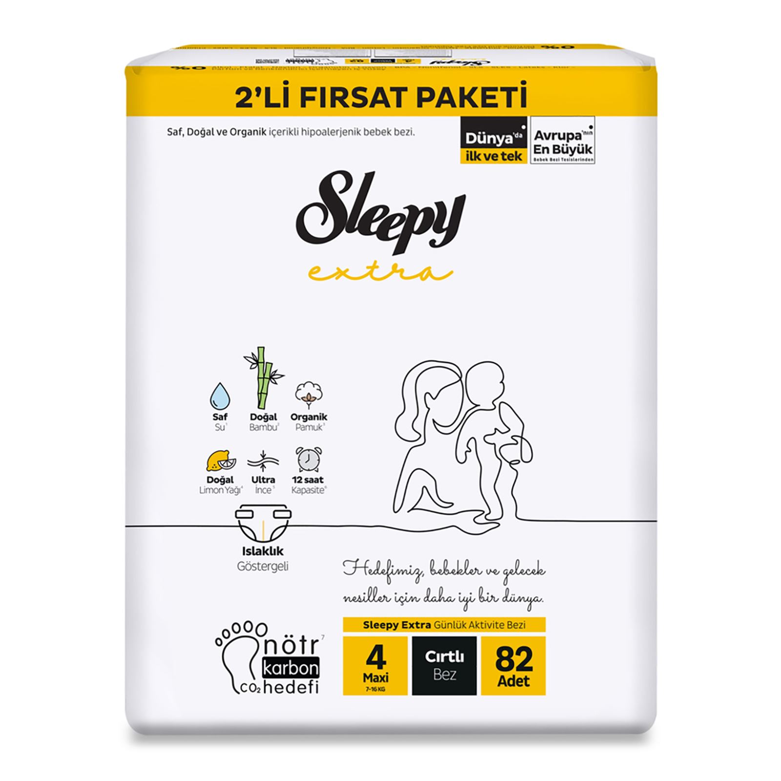 Sleepy Extra Günlük Aktivite Fırsat Paketi Bebek Bezi 4 Maxi Numara 82 Adet