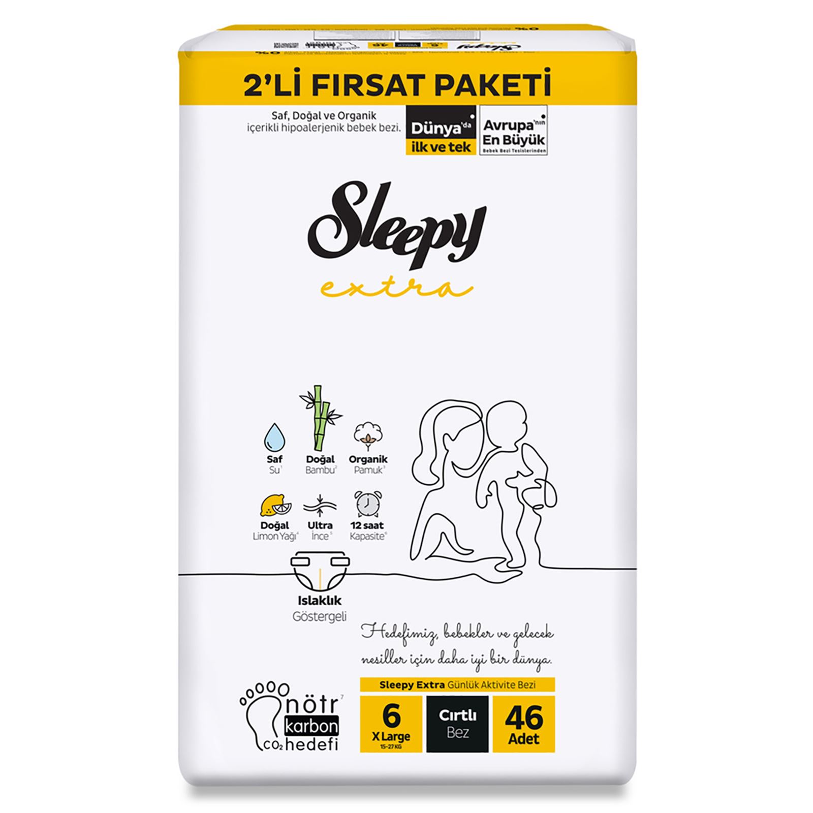 Sleepy Extra Günlük Aktivite Fırsat Paketi Bebek Bezi 6 Xlarge Numara 46 Adet