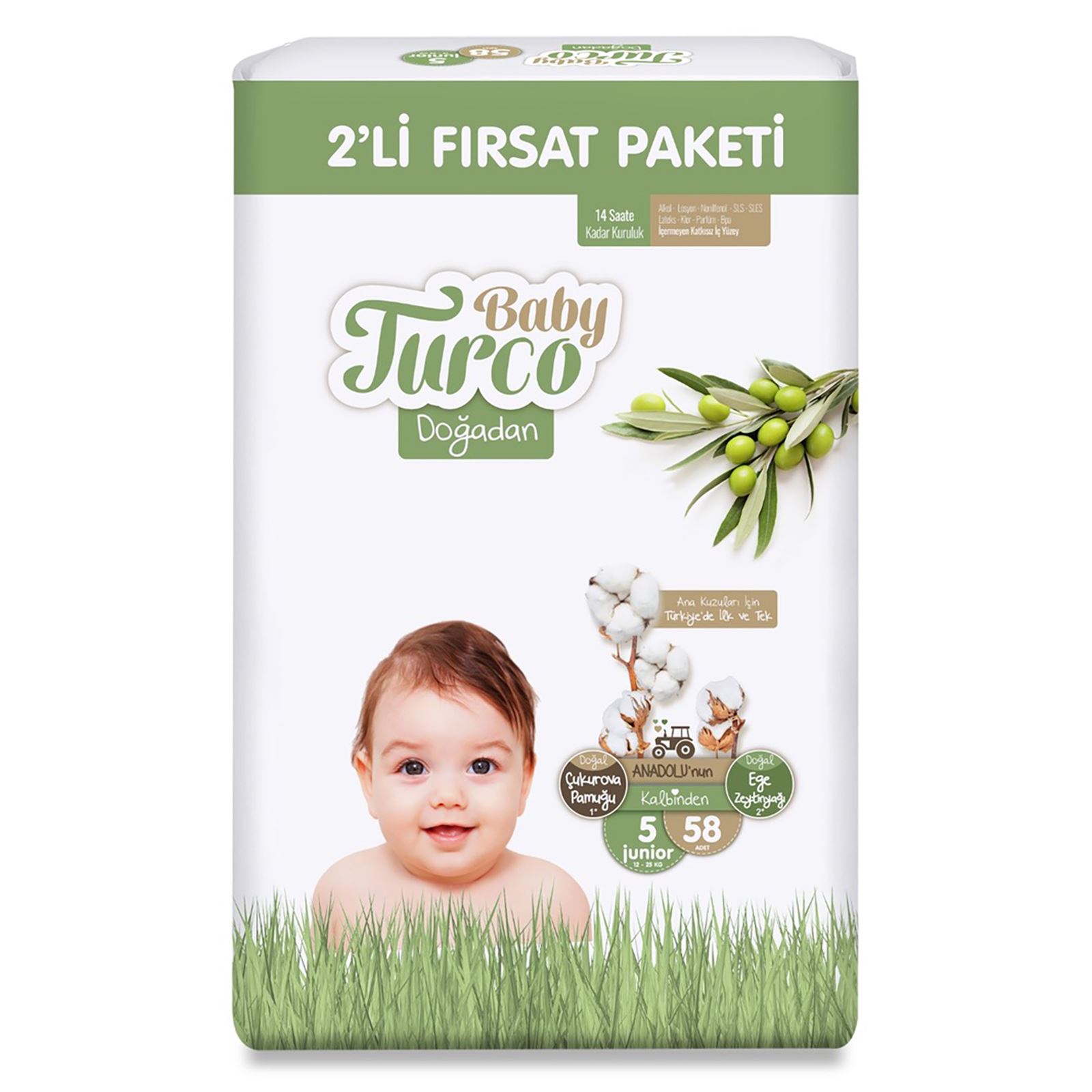 Baby Turco Doğadan Fırsat Paketi 5 Junior Numara 58 Adet