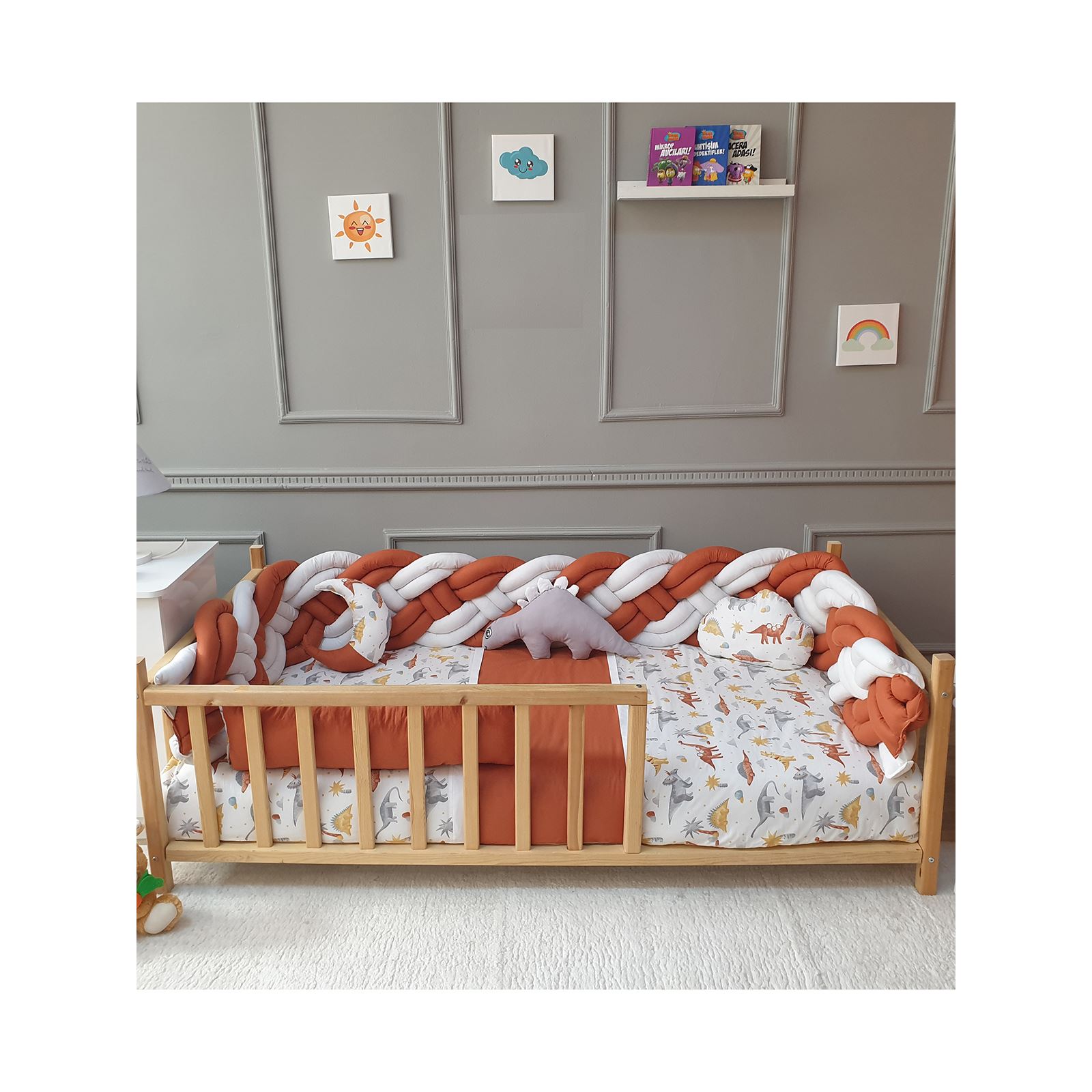 Yuar Baby 8’li Örgü Montessori Uyku Seti Kiremit 90x190 cm