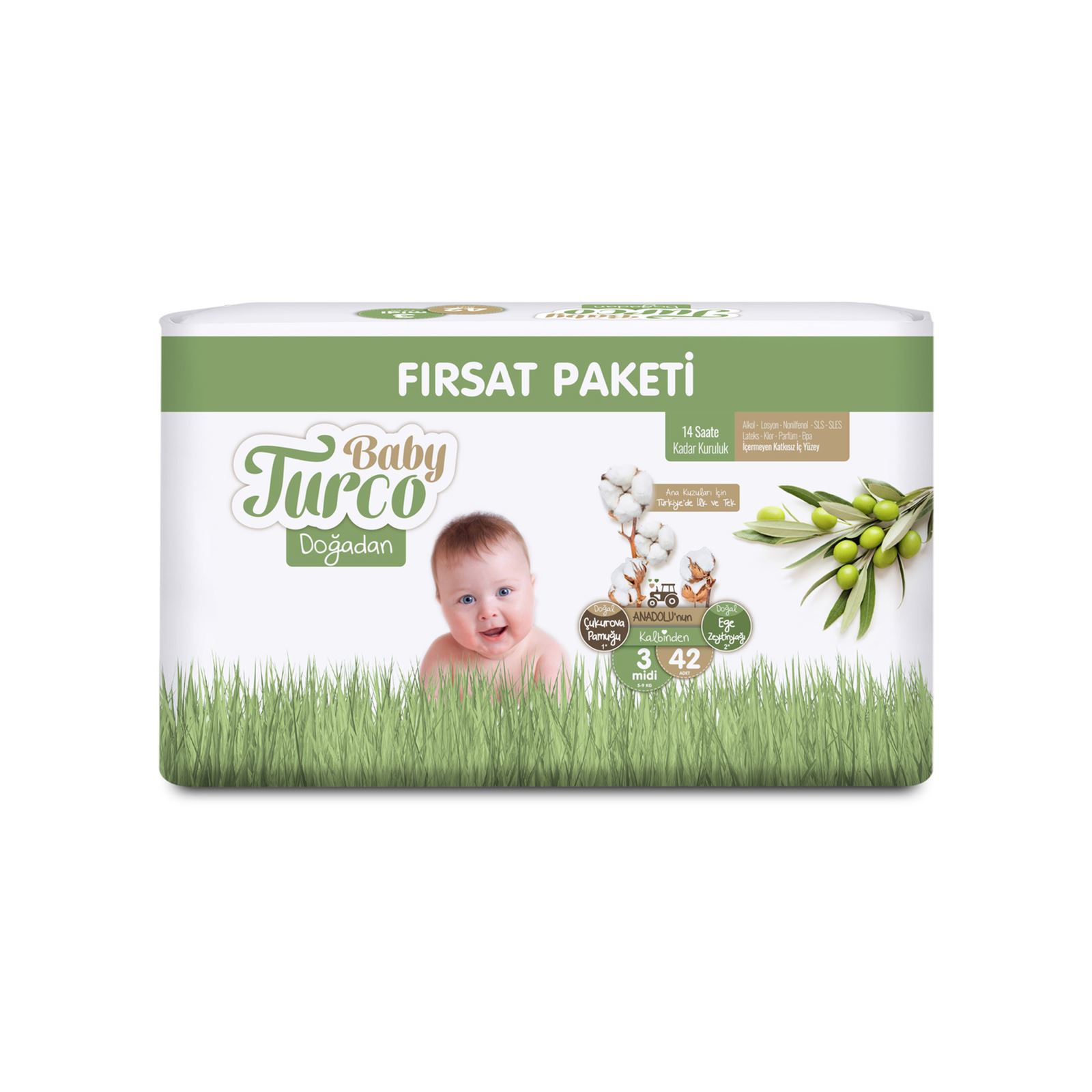 Baby Turco Doğadan Fırsat Paketi Bebek Bezi 3 Midi Numara 42 Adet