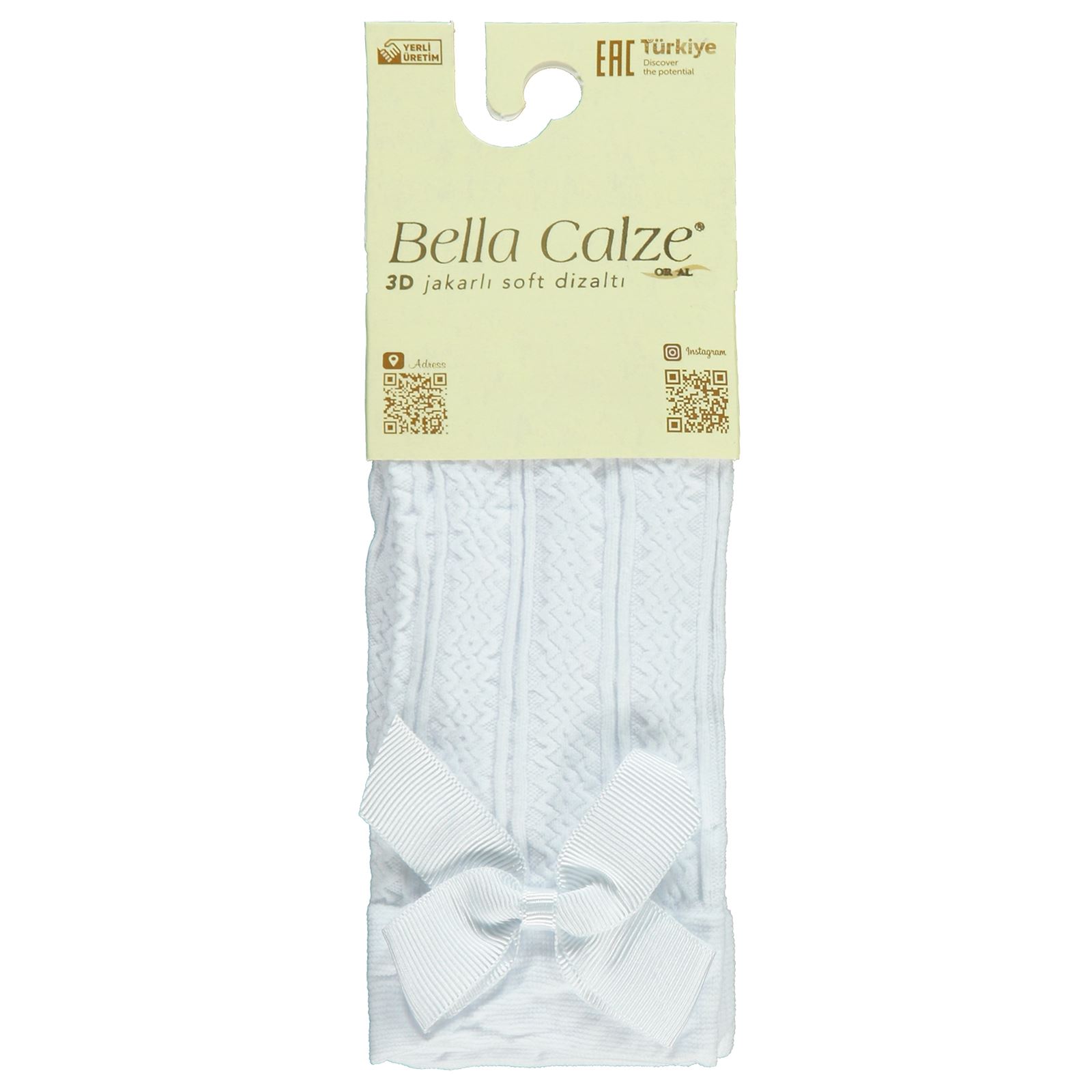 Bella Calze Kız Çocuk Dizaltı Çorap 2-12 Yaş Beyaz
