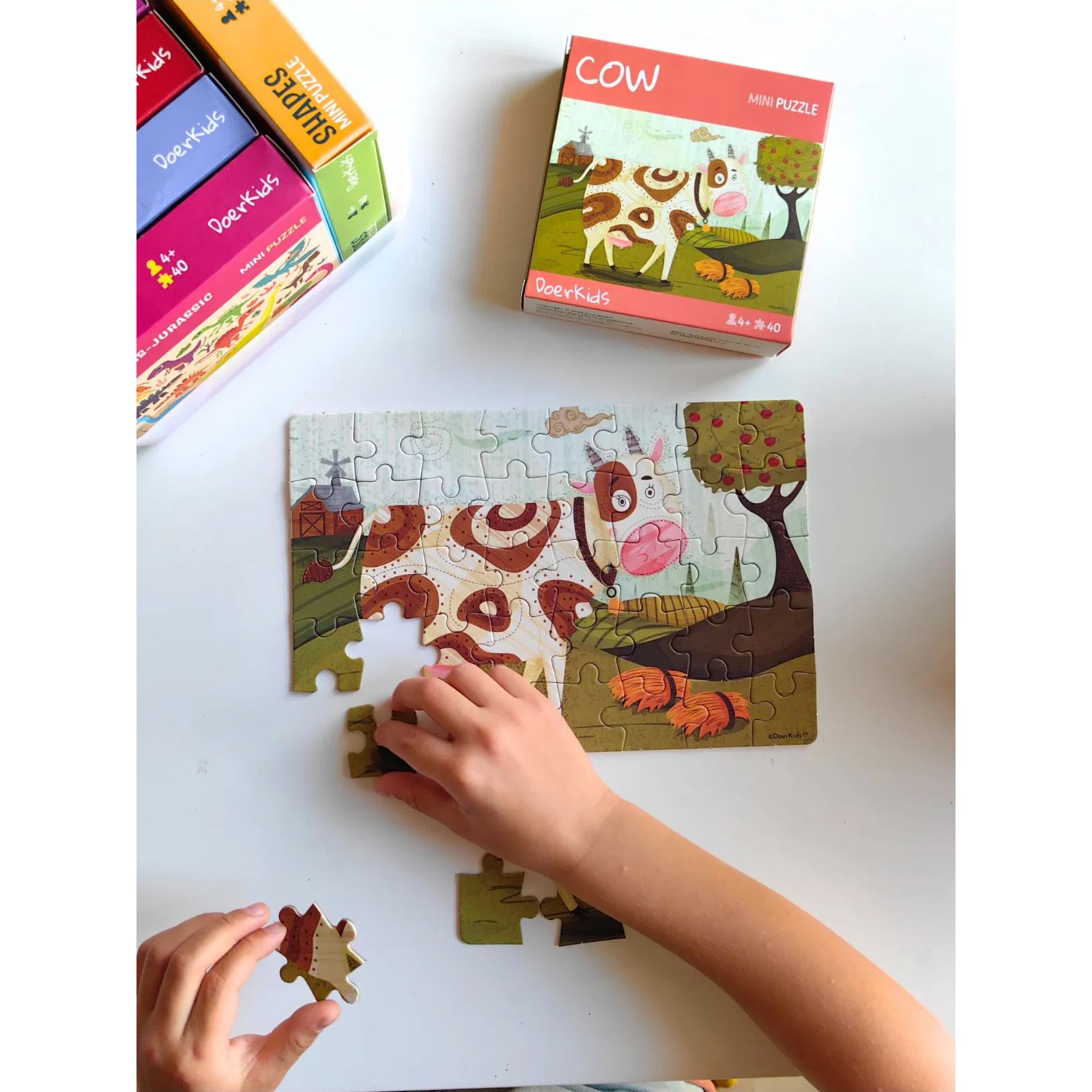 Doer Kids İnek Mini Puzzle 40 Parça Renkli