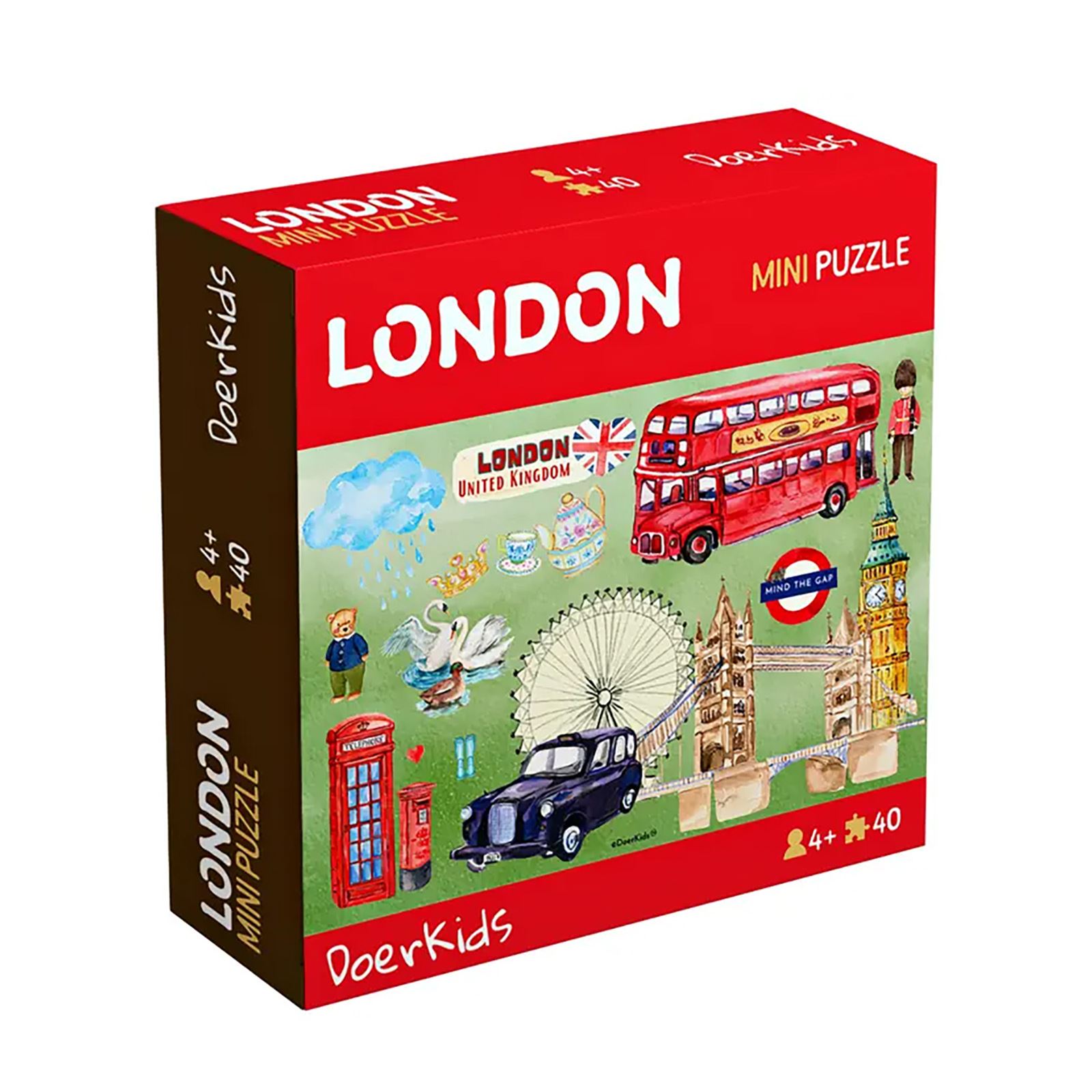 Doer Kids Londra Mini Puzzle 40 Parça Renkli
