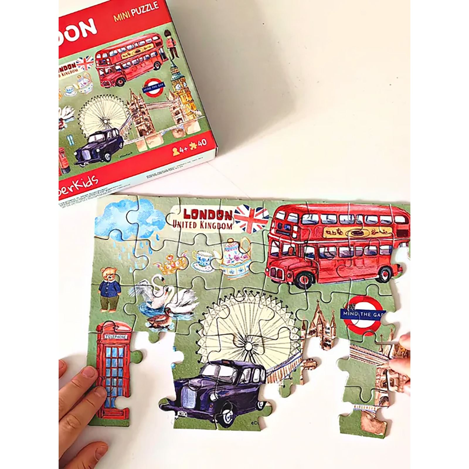Doer Kids Londra Mini Puzzle 40 Parça Renkli