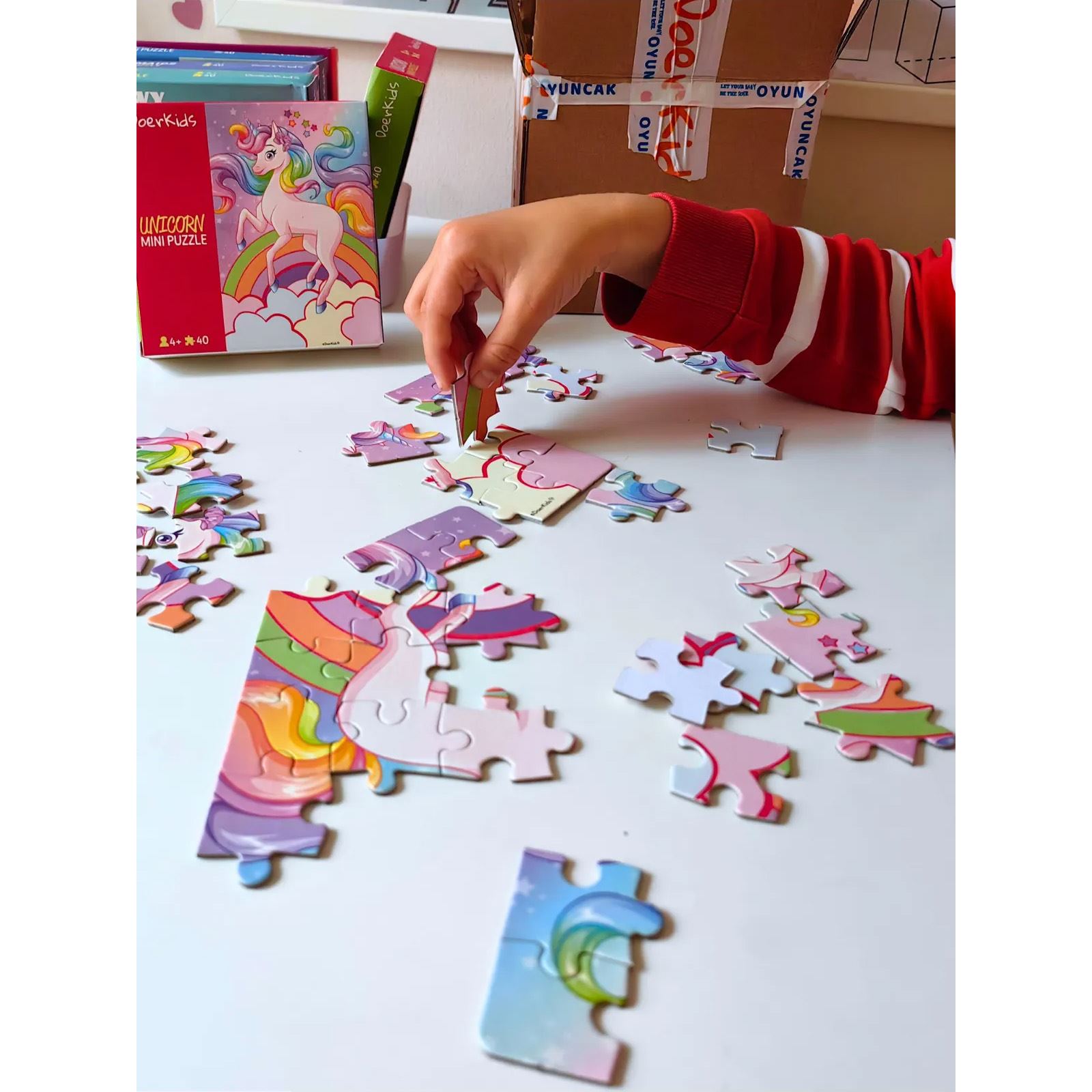 Doer Kids Unicorn Mini Puzzle 40 Parça Renkli
