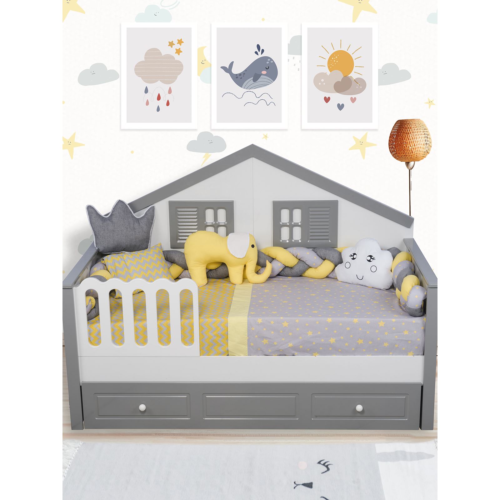 Aras Bebe Örgülü Montessori Uykuy Seti 90X190 Cm Sarı