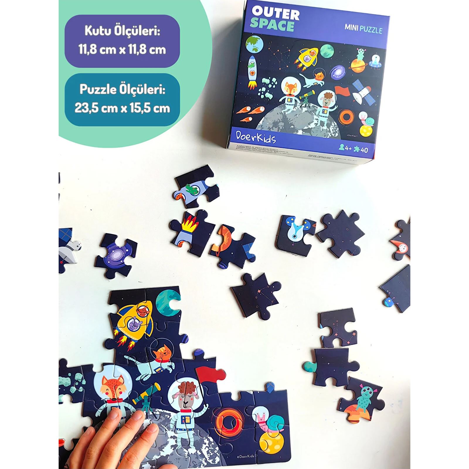 Doer Kids Uzay Boşluğu Mini Puzzle 40 Parça Renkli