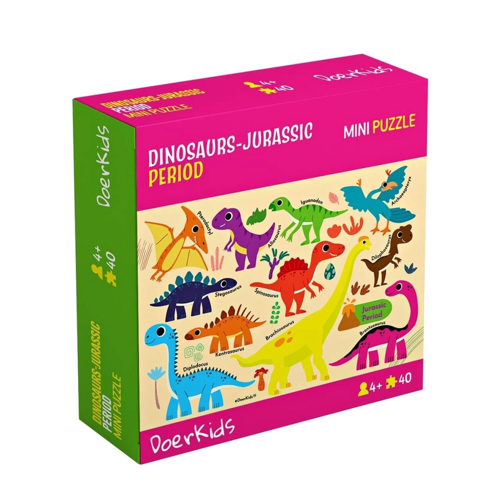 Doer Kids Dinozorlar Jurassic Dönemi Mini Puzzle 40 Parça Renkli