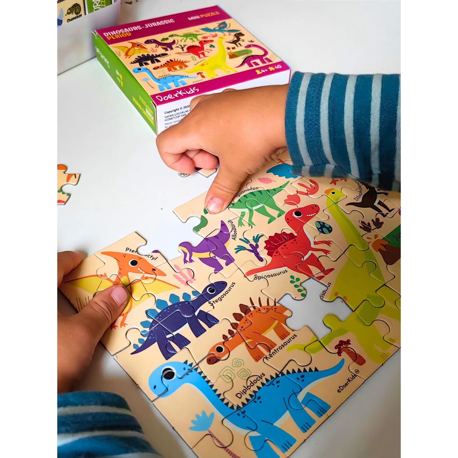 Doer Kids Dinozorlar Jurassic Dönemi Mini Puzzle 40 Parça Renkli