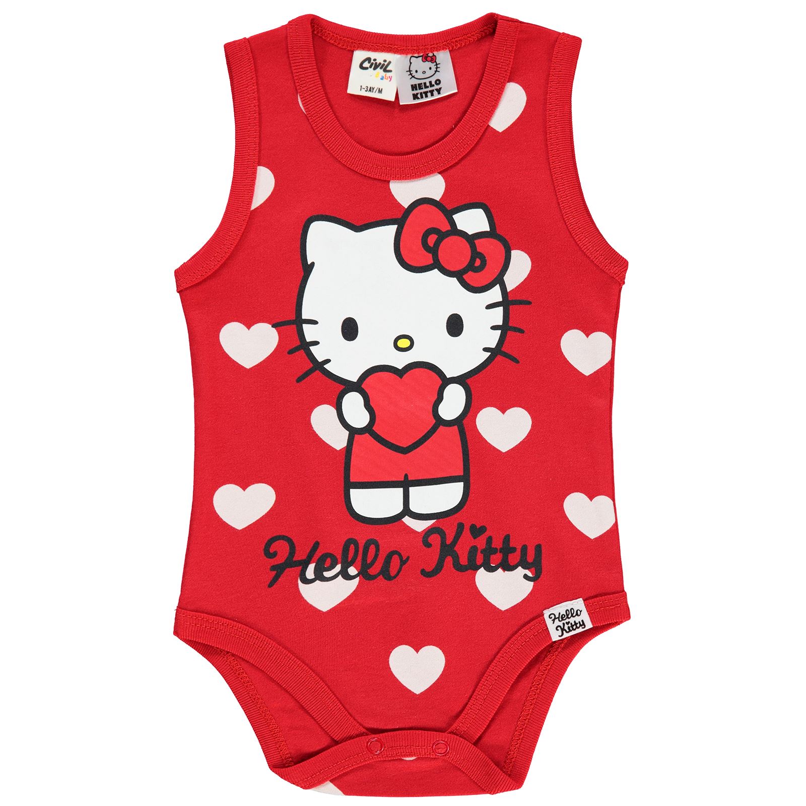 Hello Kitty Kız Bebek Çıtçıtlı Badi 1-18 Ay Kırmızı