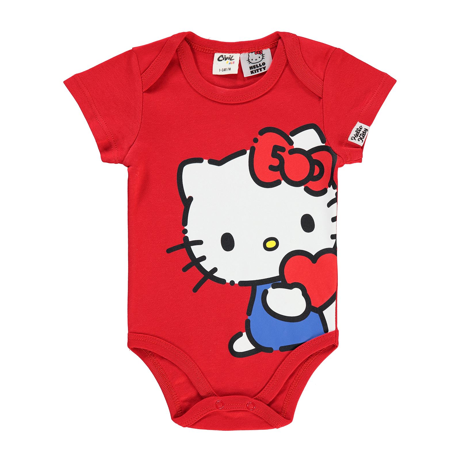 Hello Kitty  Kız Bebek Çıtçıtlı Badi 1-8 Ay Kırmızı