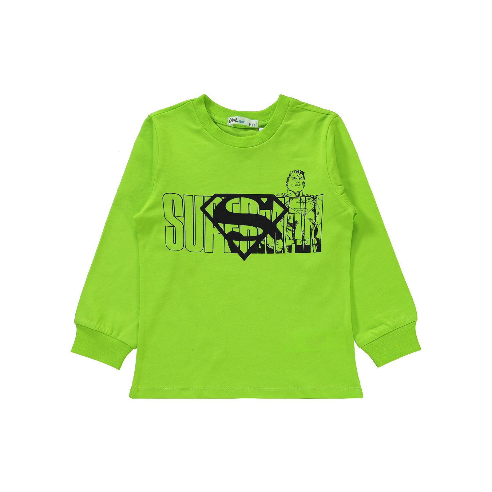 Superman Erkek Çocuk Pijama Takımı 2-5 Yaş Limon Yeşili