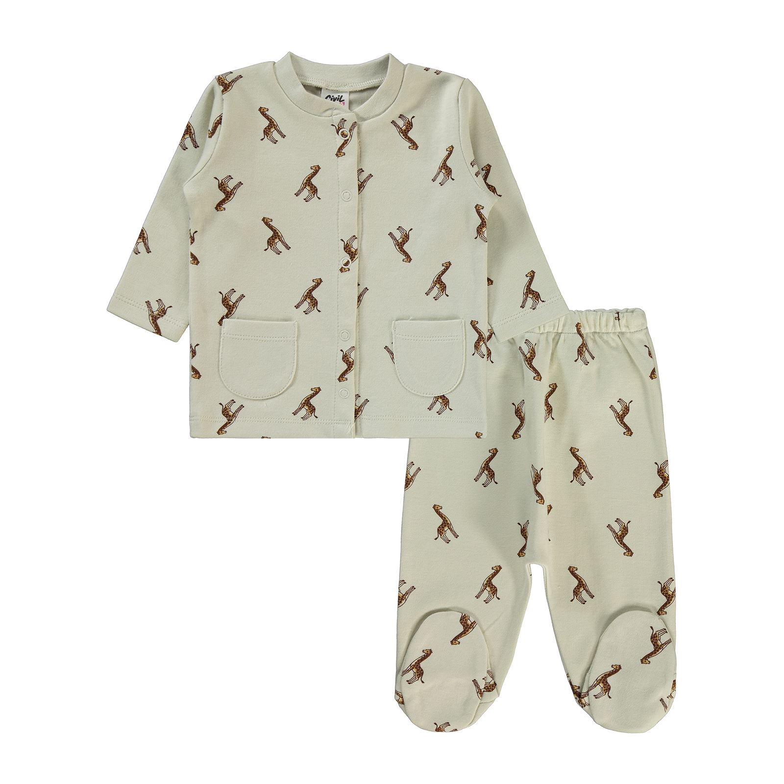 Civil Baby Bebek Pijama Takımı 1-6 Ay Taş Rengi