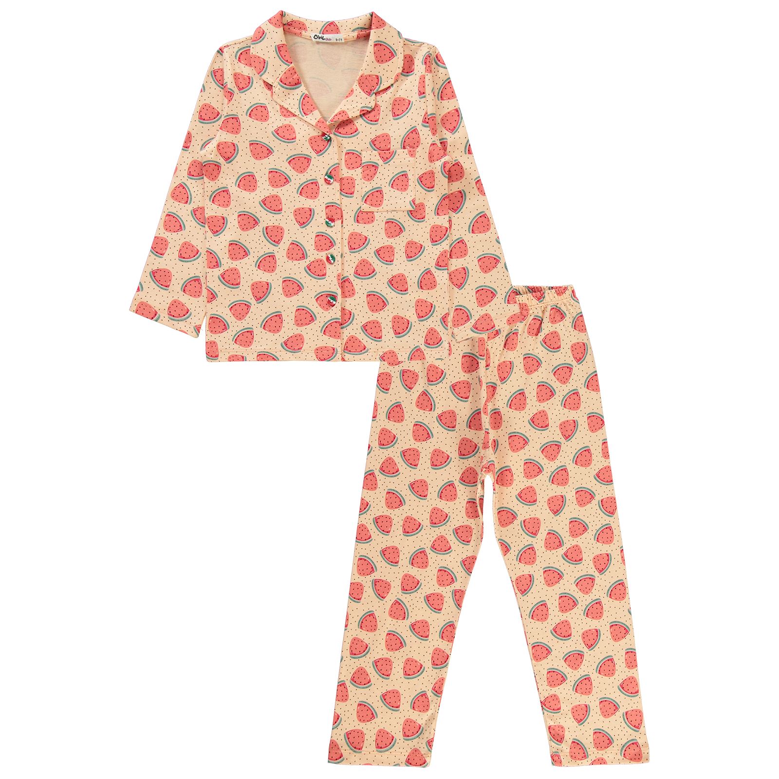 Civil Girls Kız Çocuk Pijama Takımı 10-13 Yaş Yumuşak Şeftali