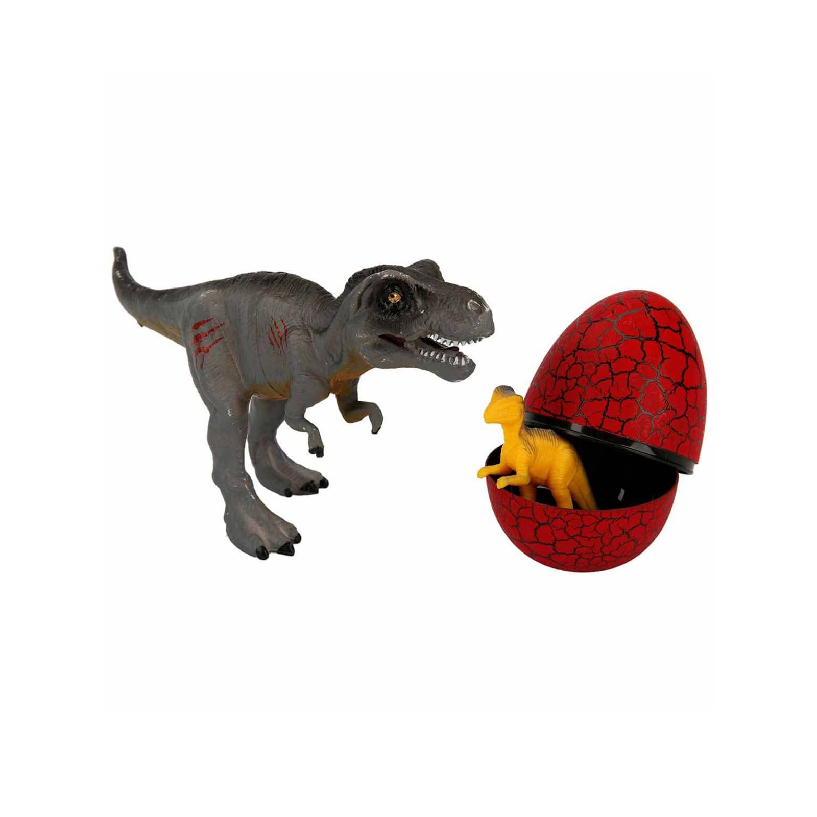 Sunman Oyuncak Dinozor Ve Yavurusu Oyun Seti Gri-Kırmızı