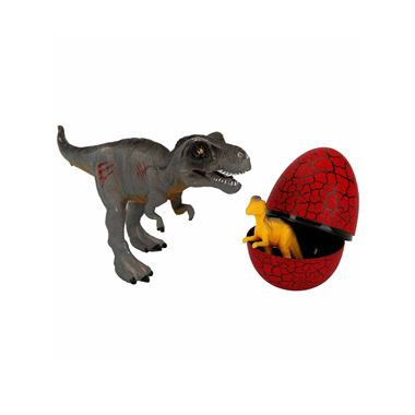 Sunman Oyuncak Dinozor Ve Yavurusu Oyun Seti Gri-Kırmızı 