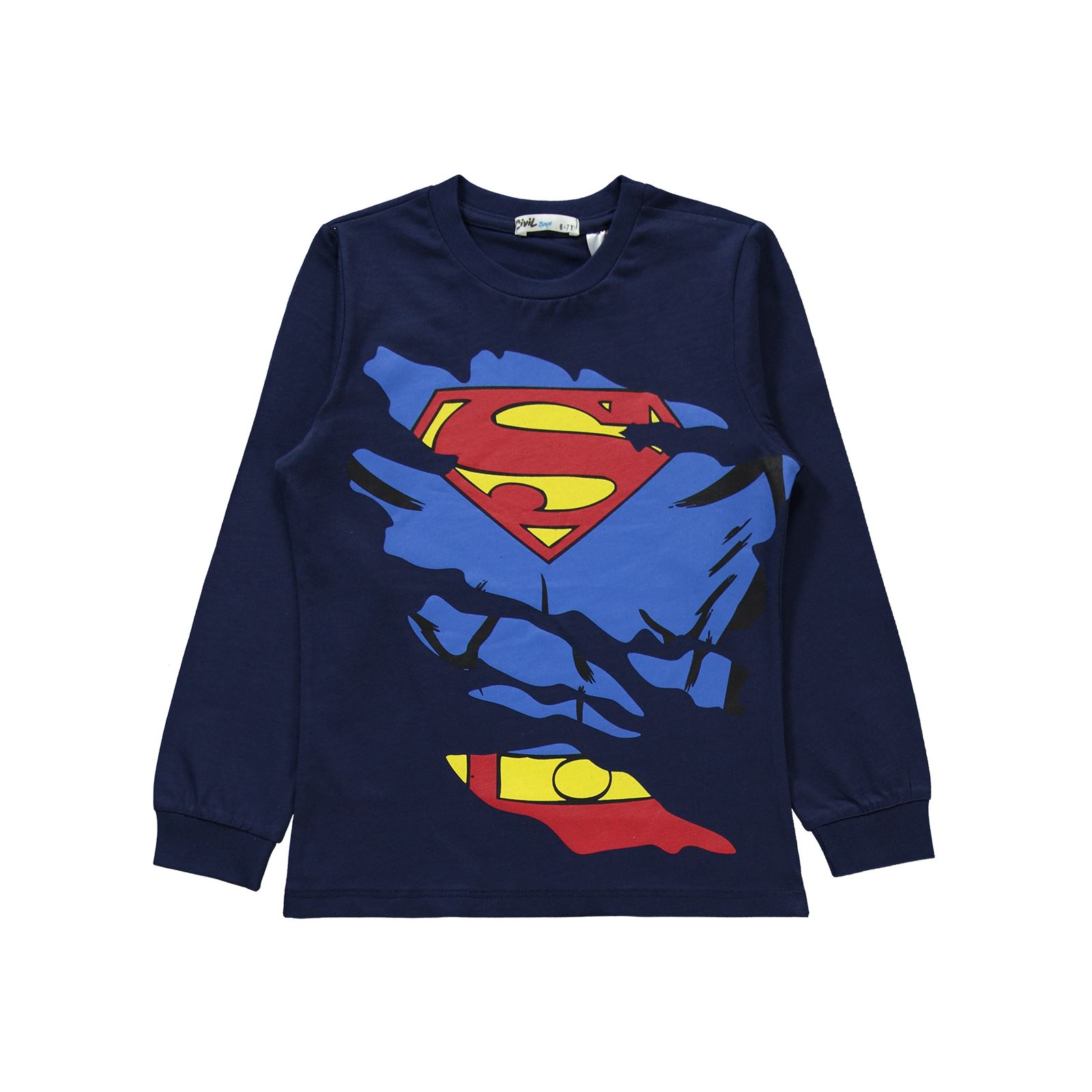 Süperman Erkek Çocuk Pijama Takımı 6-9 Yaş Lacivert