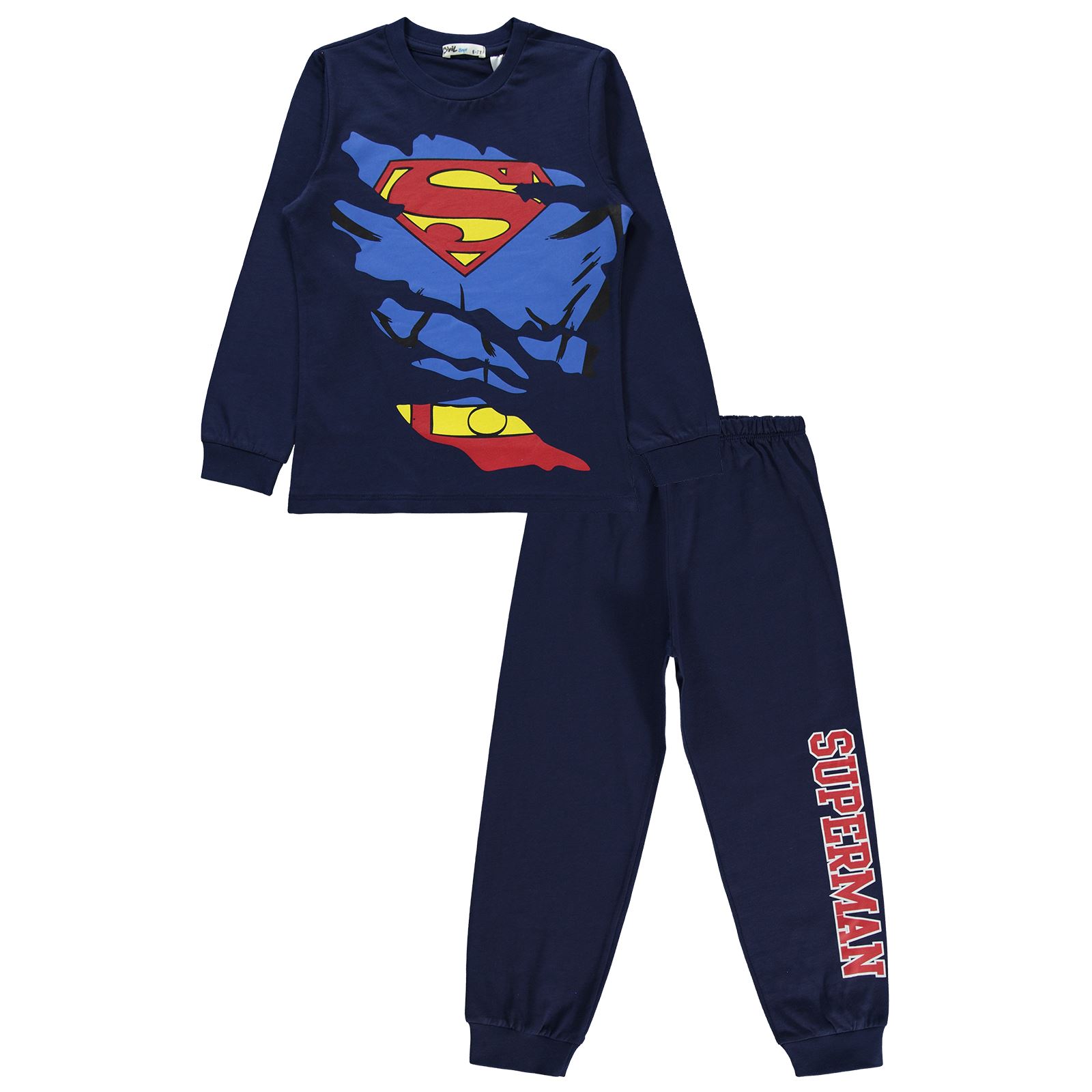 Süperman Erkek Çocuk Pijama Takımı 10-13 Yaş Lacivert
