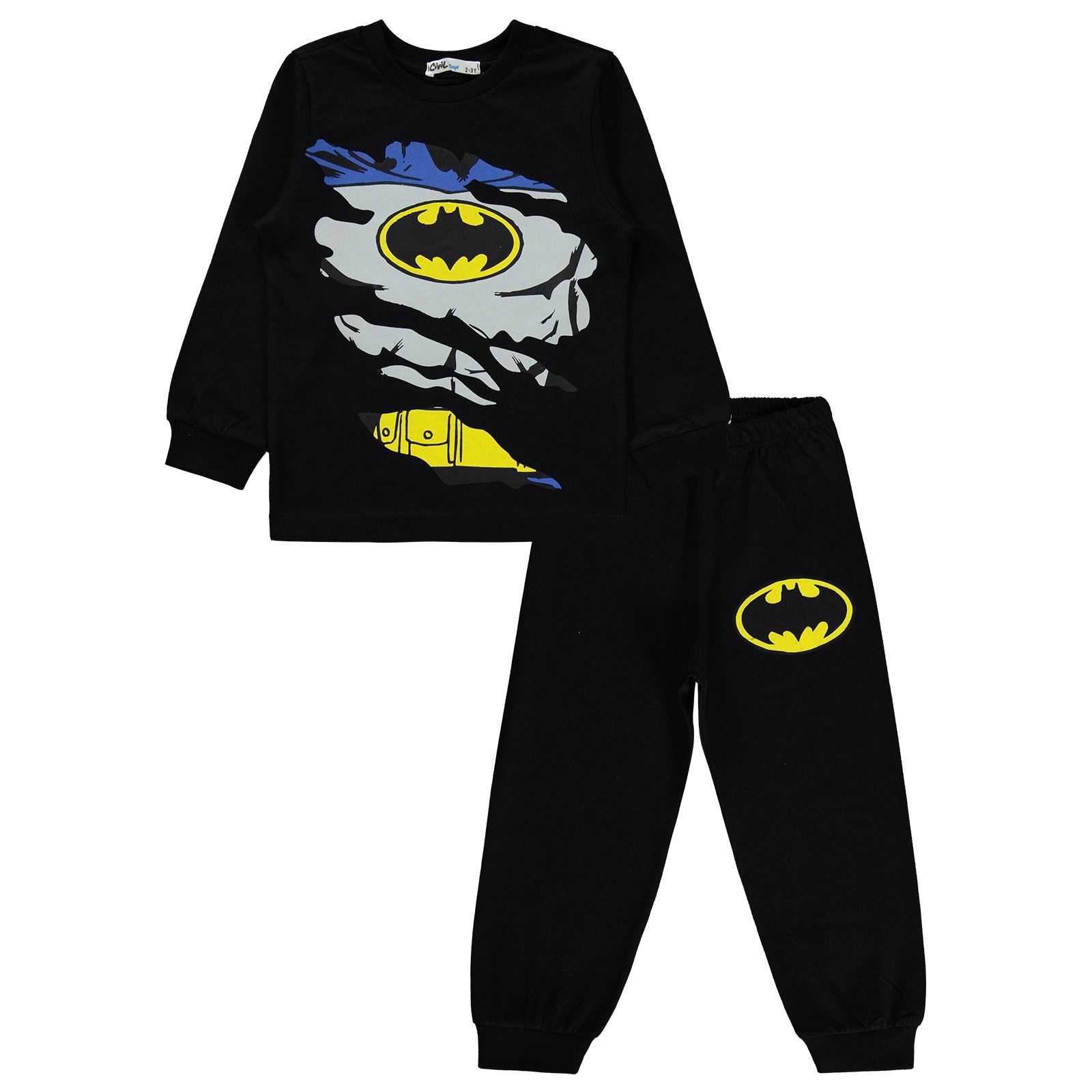 Batman Erkek Çocuk Pijama Takımı 2-5 Yaş Siyah