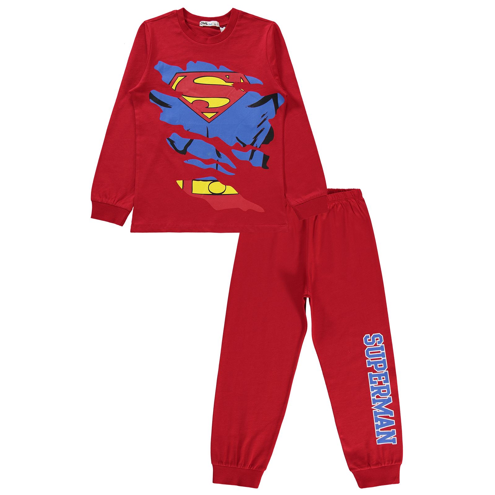 Süperman Erkek Çocuk Pijama Takımı 10-13 Yaş Kırmızı