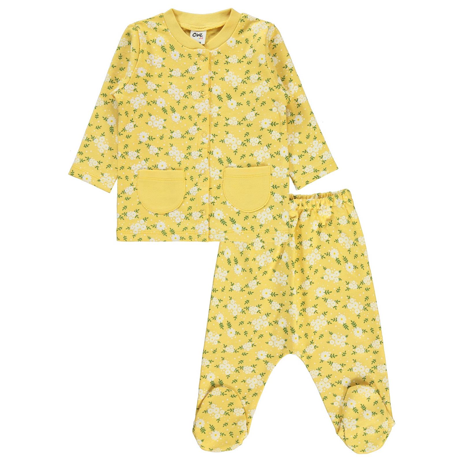 Civil Baby Kız Bebek Pijama Takımı 1-6 Ay Hardal